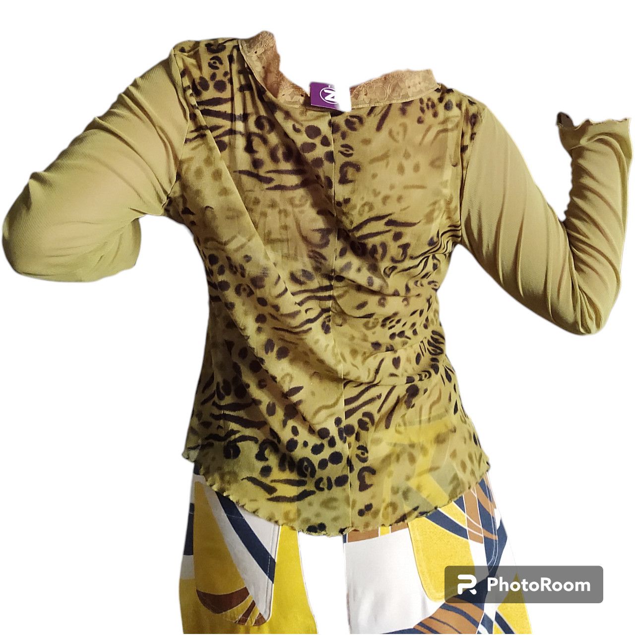 Other Amazing Leopard longsleeeve Composrt Soft Blouse Sz L Size L / US 10 / IT 46 - 3 Thumbnail