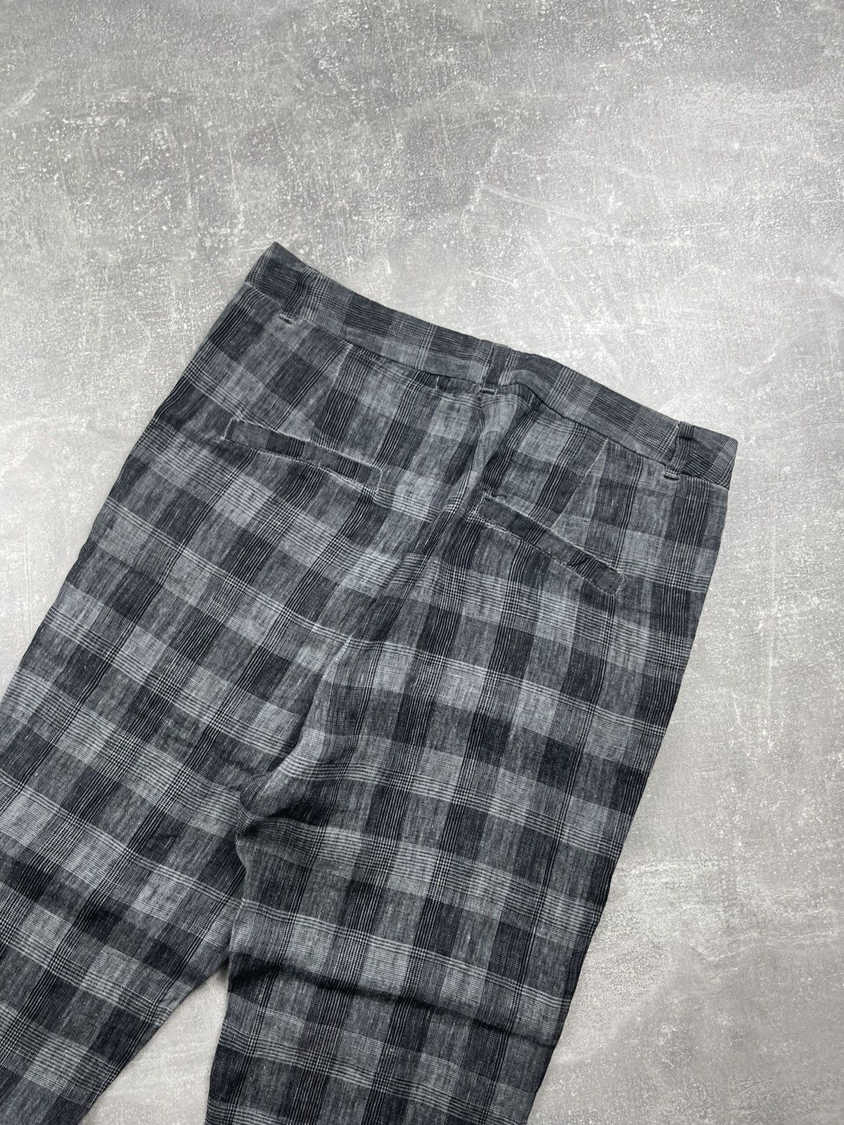 Transit Transit Par-Such Linen Trousers Gray Plaid Pants Avant-Garde Size 32" / US 10 / IT 46 - 7 Thumbnail