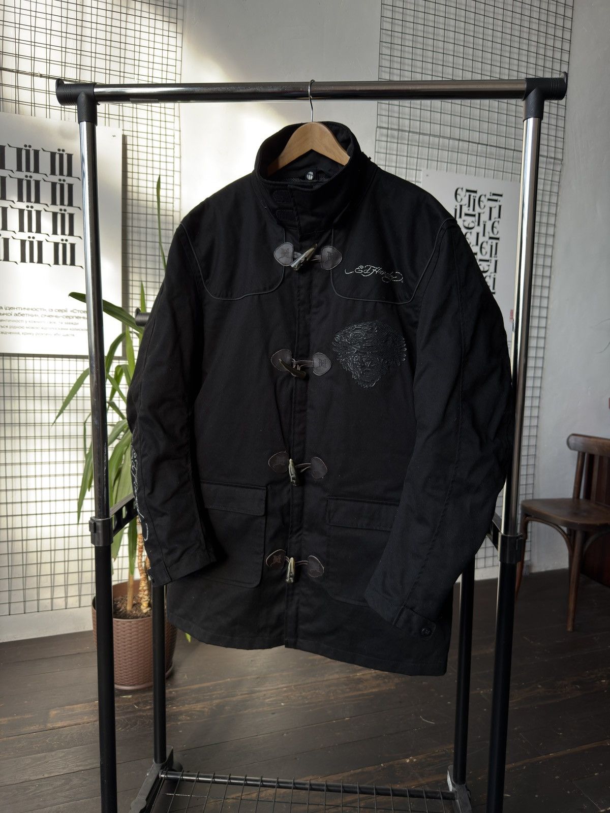 Ed Hardy 🔥 Don Ed Hardy by Christian Audigier Coat Motorcycle Jacket Size US XL / EU 56 / 4 - 2 Thumbnail