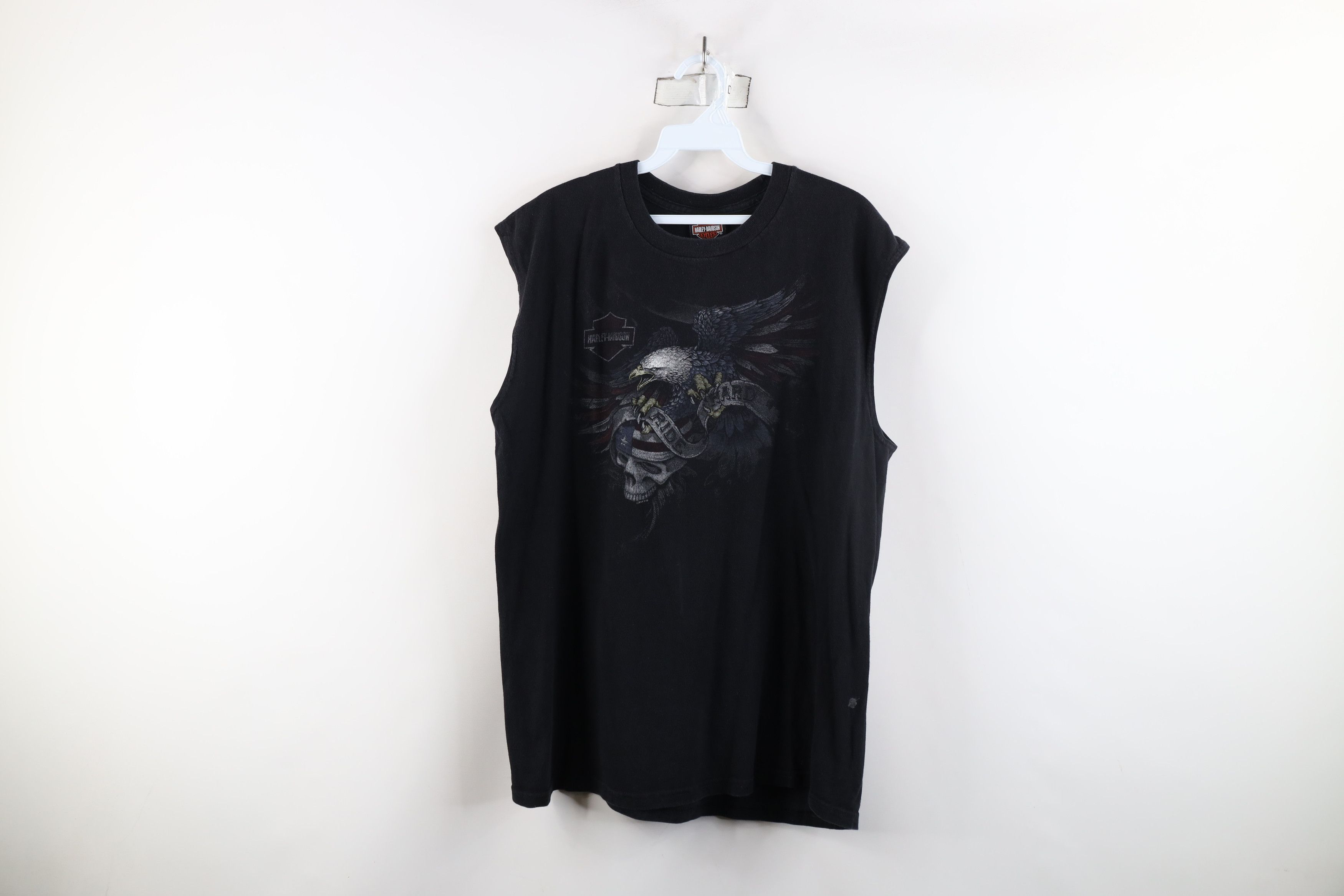 Harley Davidson × Vintage Vintage Y2K Harley Davidson Skull Flag Sleeveless T-Shirt Size US L / EU 52-54 / 3 - 1 Thumbnail