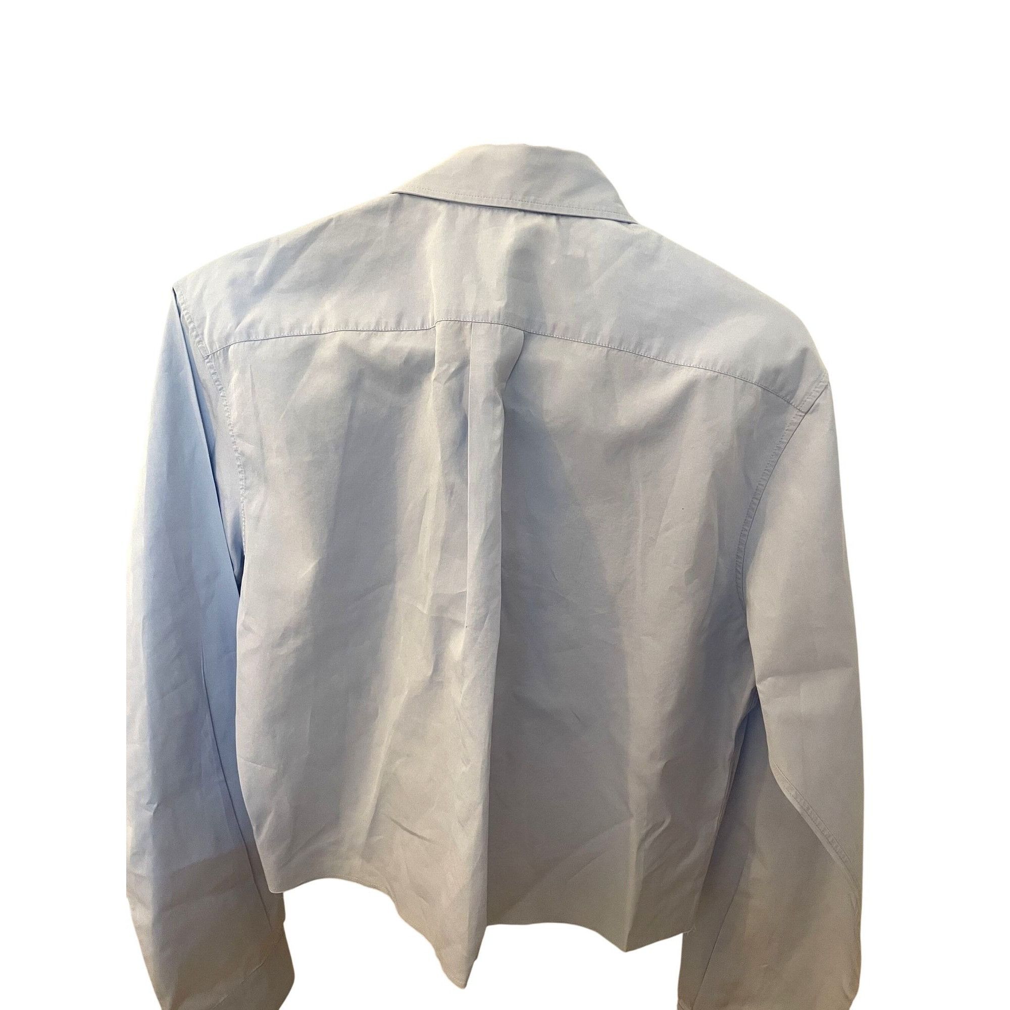 Miu Miu Miu Miu Light Blue Button-Up Shirt With Embroidered Logo Lon Size S / US 4 / IT 40 - 2 Thumbnail