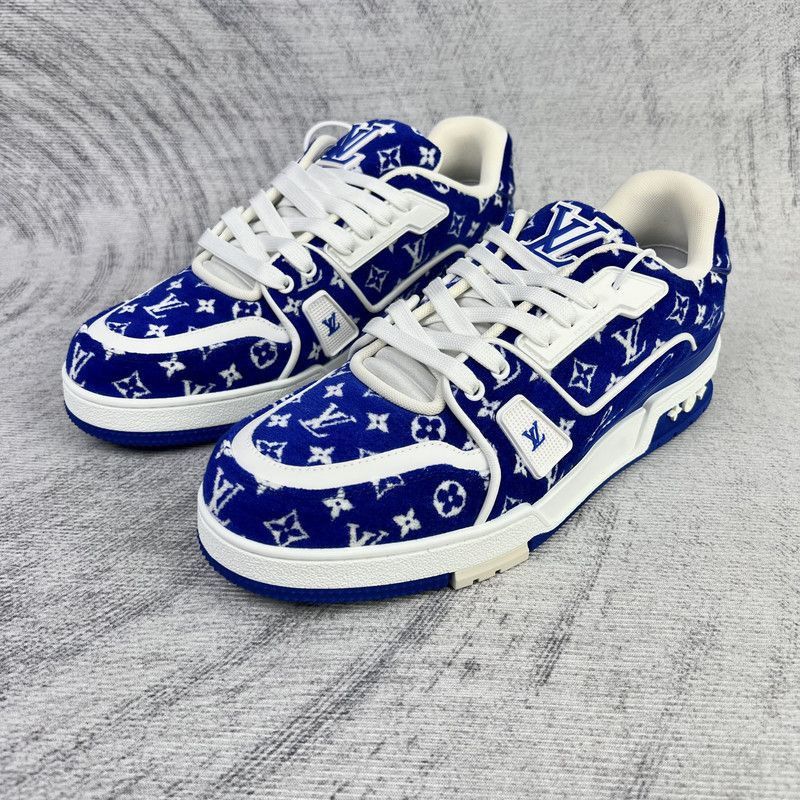 Louis Vuitton Louis Vuitton Blue and White Trainer Sneakers -2508 Size US 8 / EU 41 - 1 Thumbnail