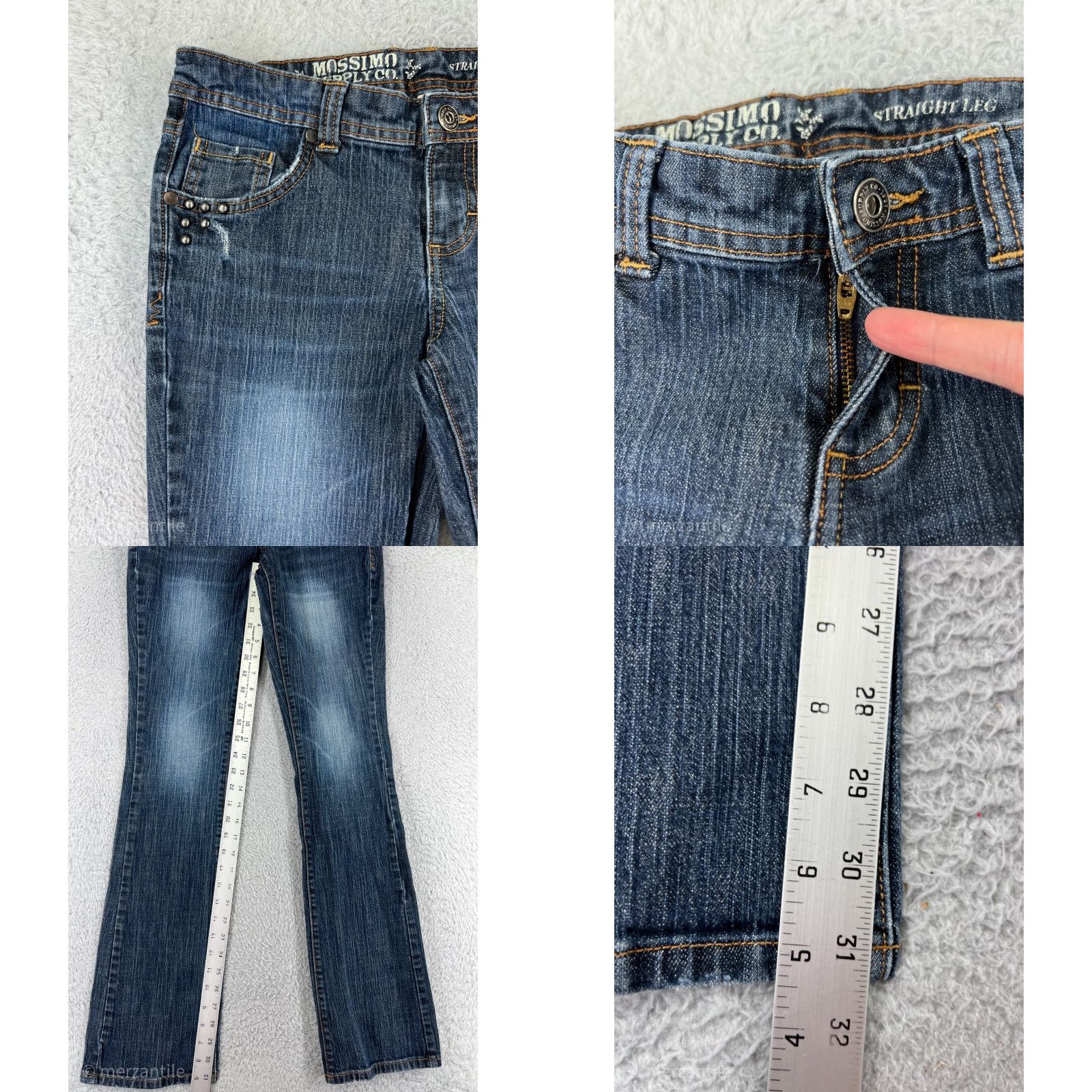 Mossimo Mossimo Jeans Womens 5 Blue Denim Straight Leg 5-Pocket Zipper Studded Embroidered Distressed Size 27" / US 4 / IT 40 - 8 Thumbnail