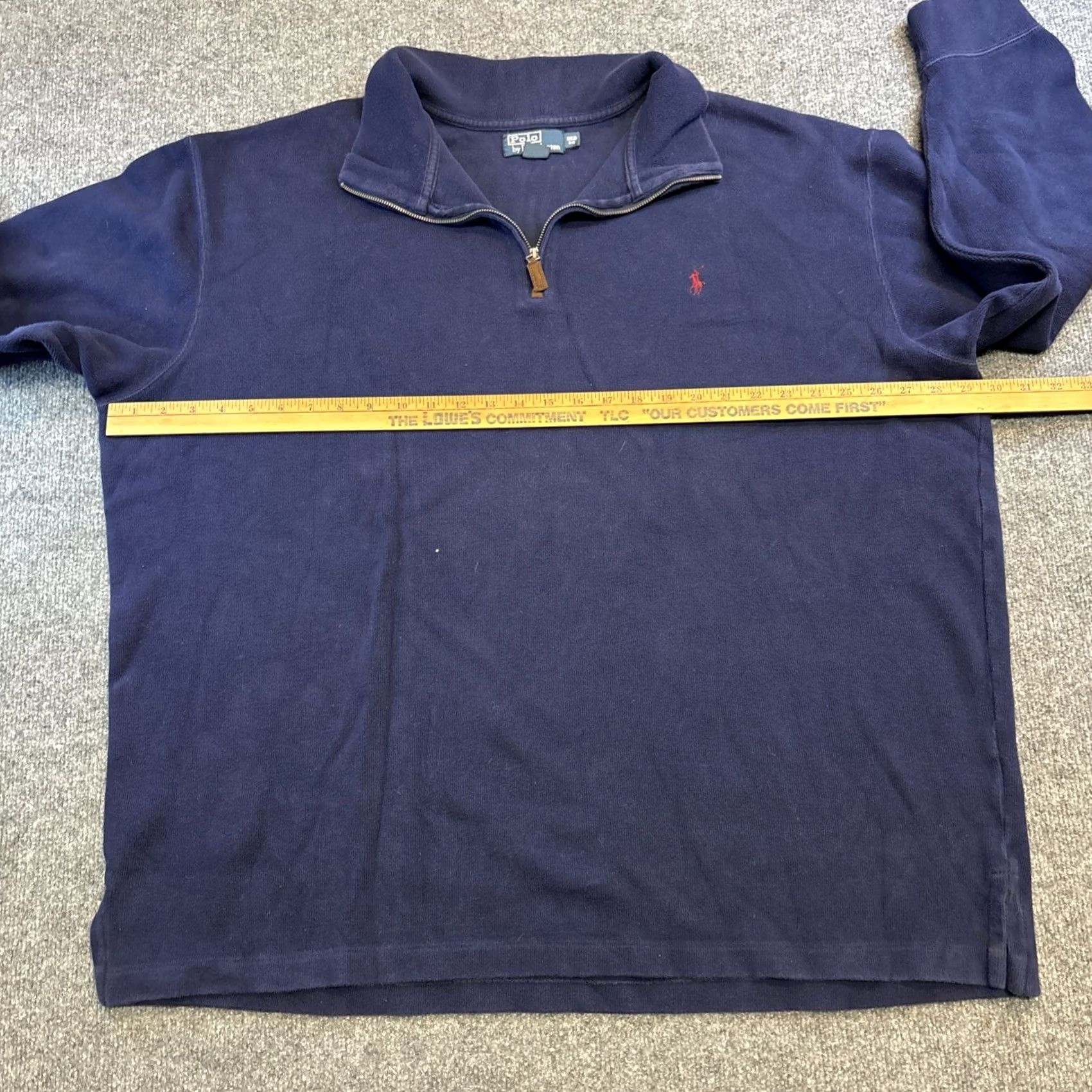 Ralph Lauren VINTAGE Polo Ralph Lauren Sweater Men 3XB Navy Blue Quarter Zip 1/4 Pullover Mock Neck Knit Pullover Embroidered Classic Big & Tall Mens Size US XXL / EU 58 / 5 - 4 Thumbnail