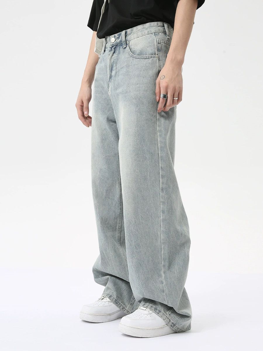 Jean American washed light blue straight loose jeans Size US 32 / EU 48 - 3 Thumbnail