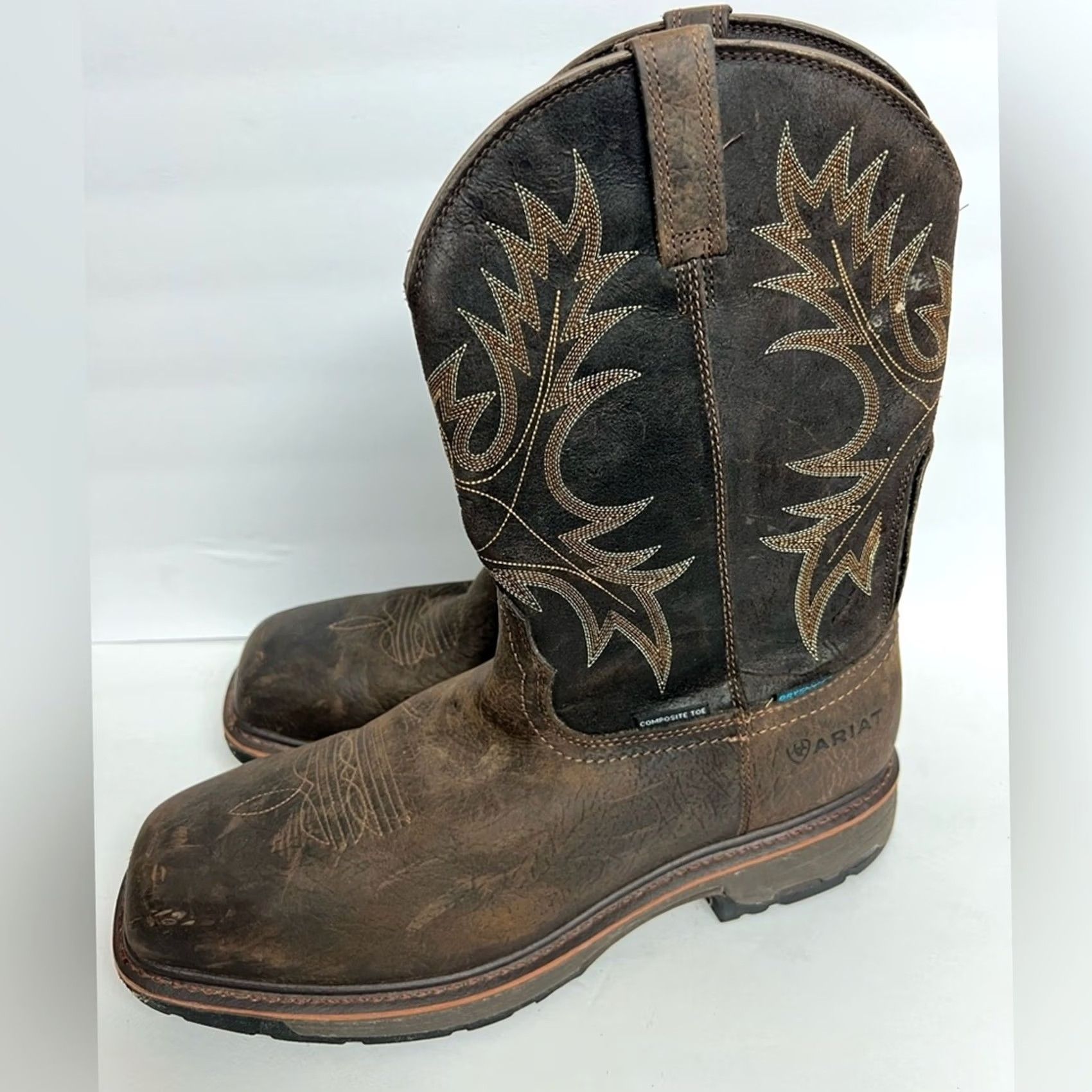 Ariat Ariat Men's WorkHog Wide Square Waterproof Composite Toe Work Boots SIZE 14D EUC Shirt? Size US 14 / EU 47 - 2 Thumbnail