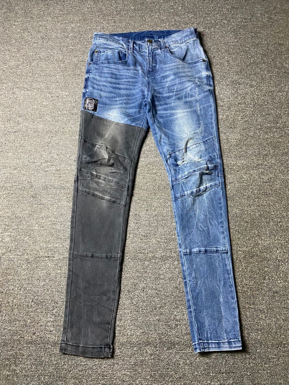 Japanese Brand Black Brain Two Tone Slim Fit Jeans (175) Size US 31 - 1 Thumbnail