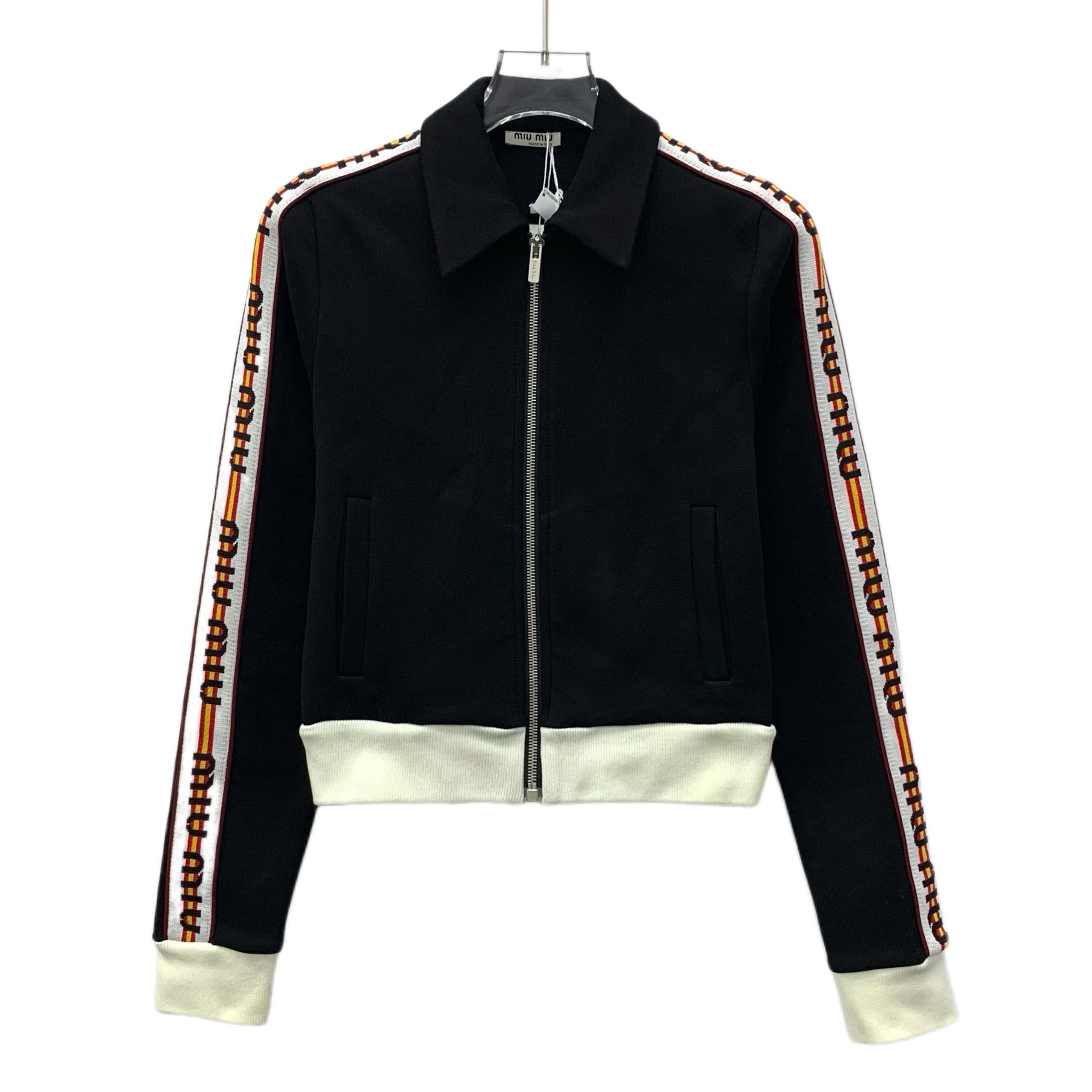 Miu Miu Miu Miu Black Zip-Up Cotton Jacket with Side Logo (Size S) Size S / US 4 / IT 40 - 1 Thumbnail