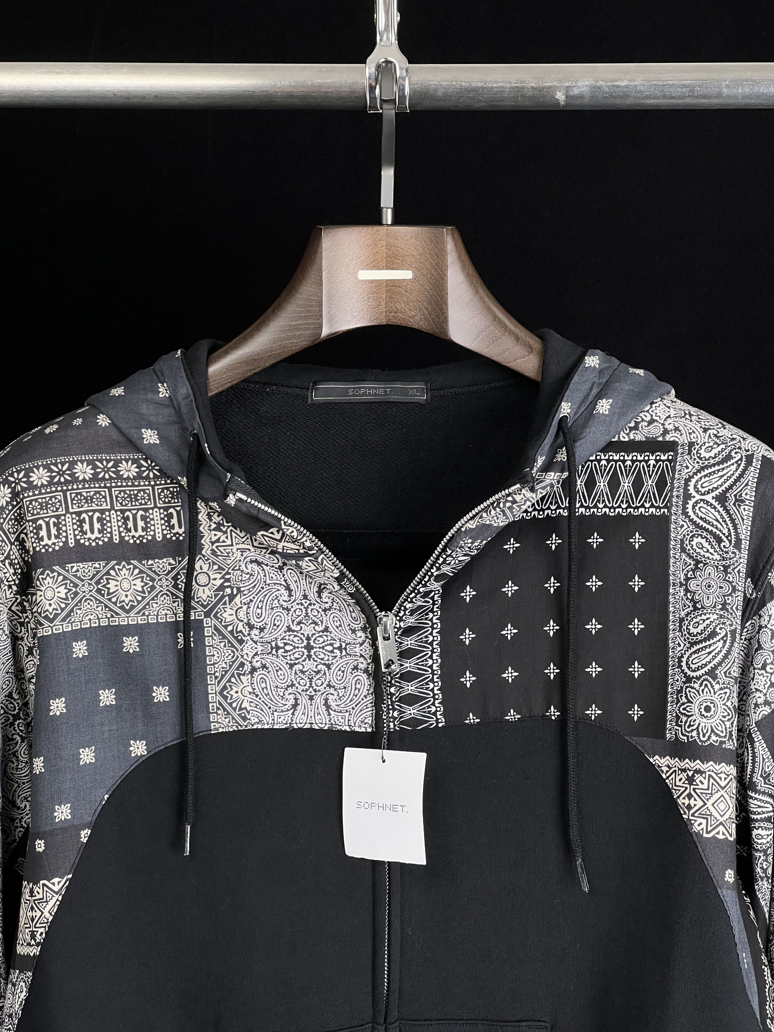 Sophnet. Brand New Bandana Chest Panel Zip Up Hoodie Black XL Size US XL / EU 56 / 4 - 6 Thumbnail