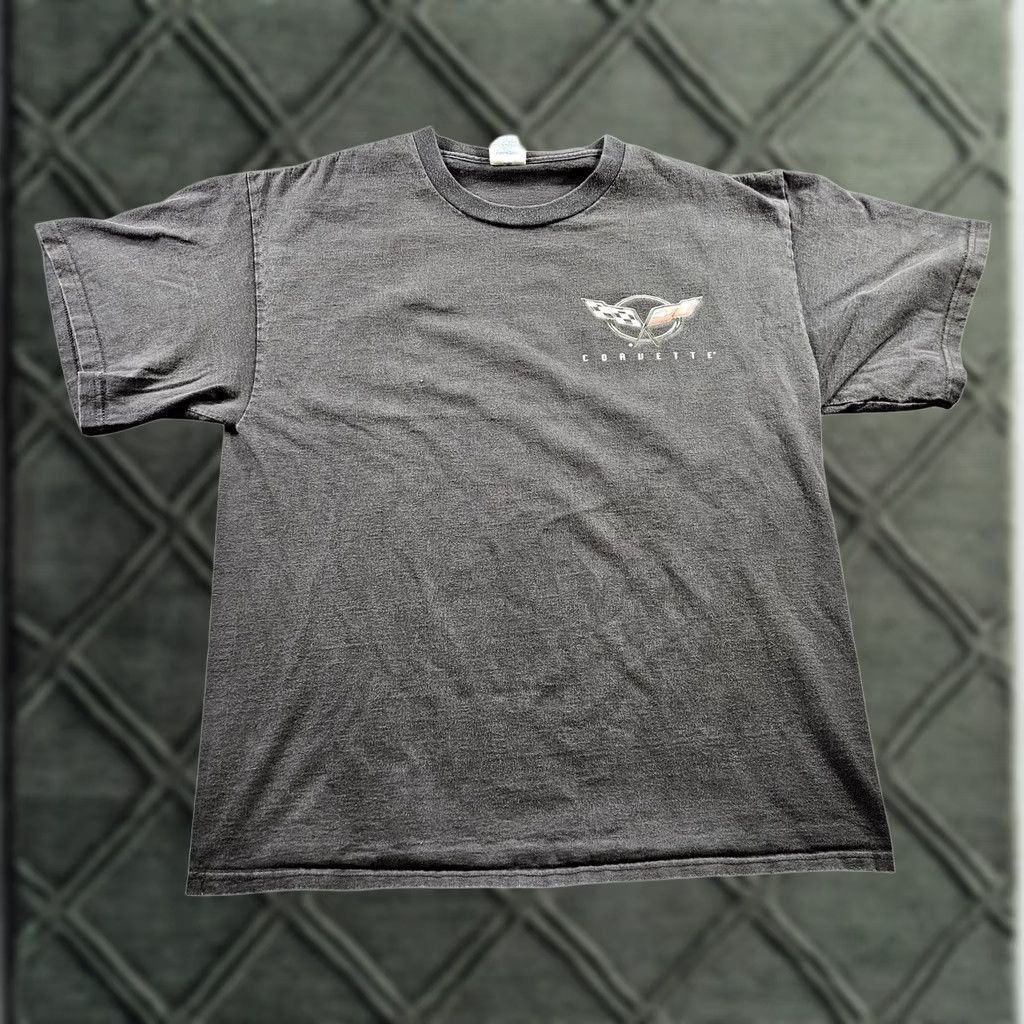 Delta VINTAGE Corvette Shirt Delta Mens Large Black Crew Neck Short Sleeve Graphic Print USA Flag Cars 90s Boys/Girls? Size US L / EU 52-54 / 3 - 1 Thumbnail