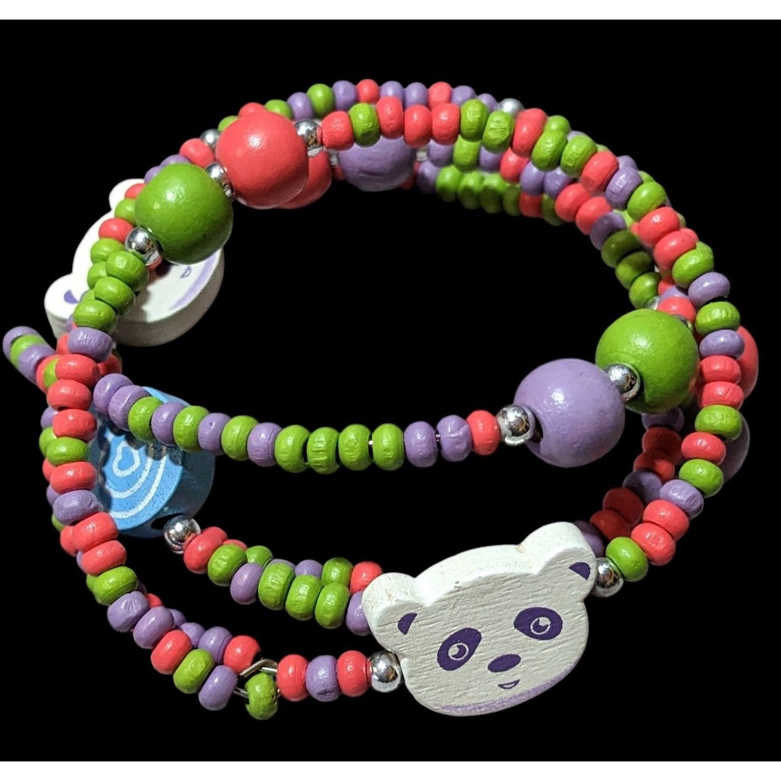 Other Candycore Rainbow Panda Beaded Coil Bracelet Size ONE SIZE - 1 Thumbnail
