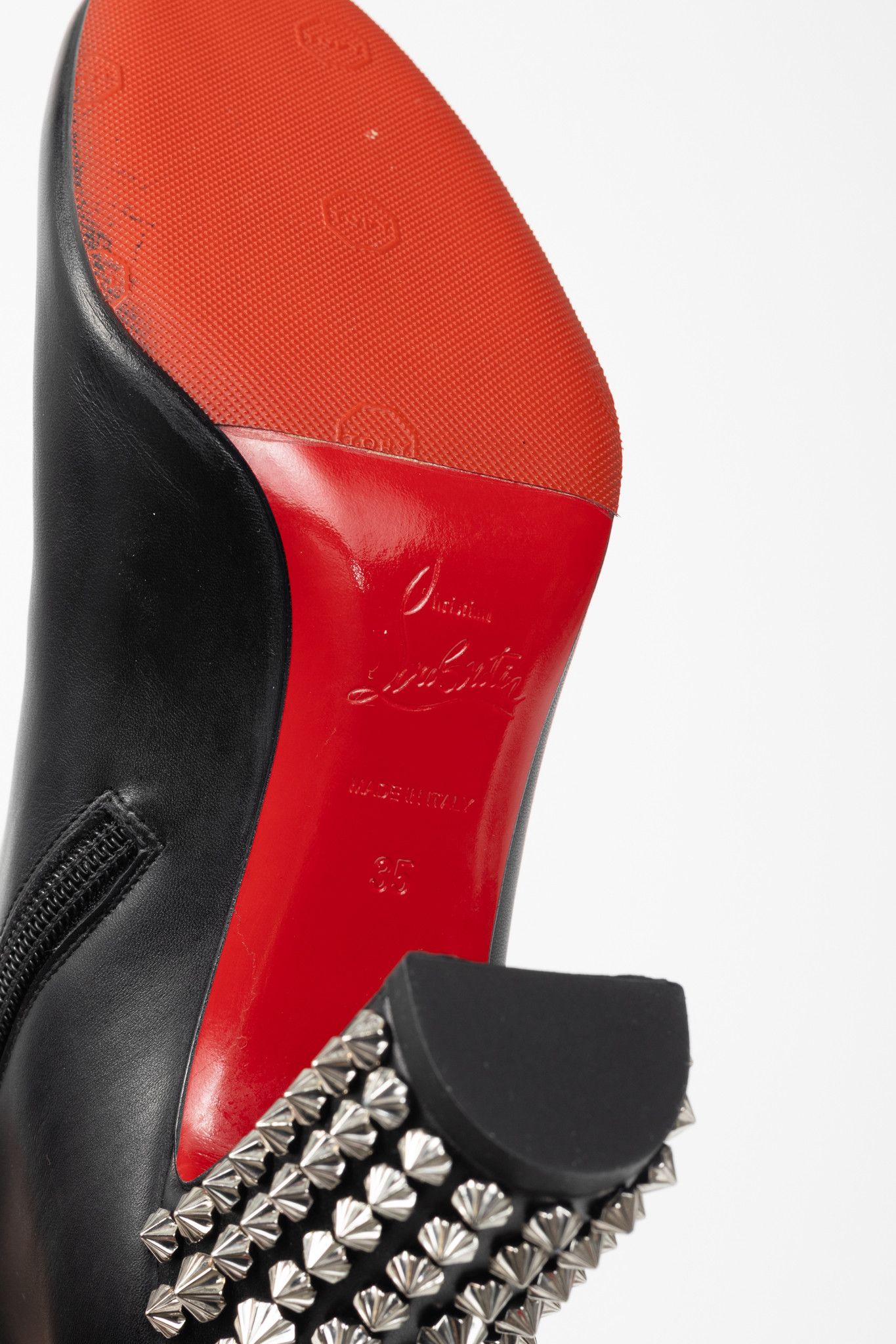 Christian Louboutin Christian Louboutin Suzi Folk 85 Leather Studded-Heel Boots Size US 4.5 / IT 34.5 - 5 Thumbnail