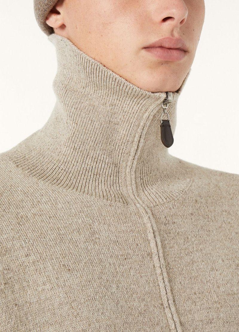 Loro Piana o1w1db10126 FAO9777 Feriolo Half-Zip Sweater in Beige Size US L / EU 52-54 / 3 - 6 Thumbnail