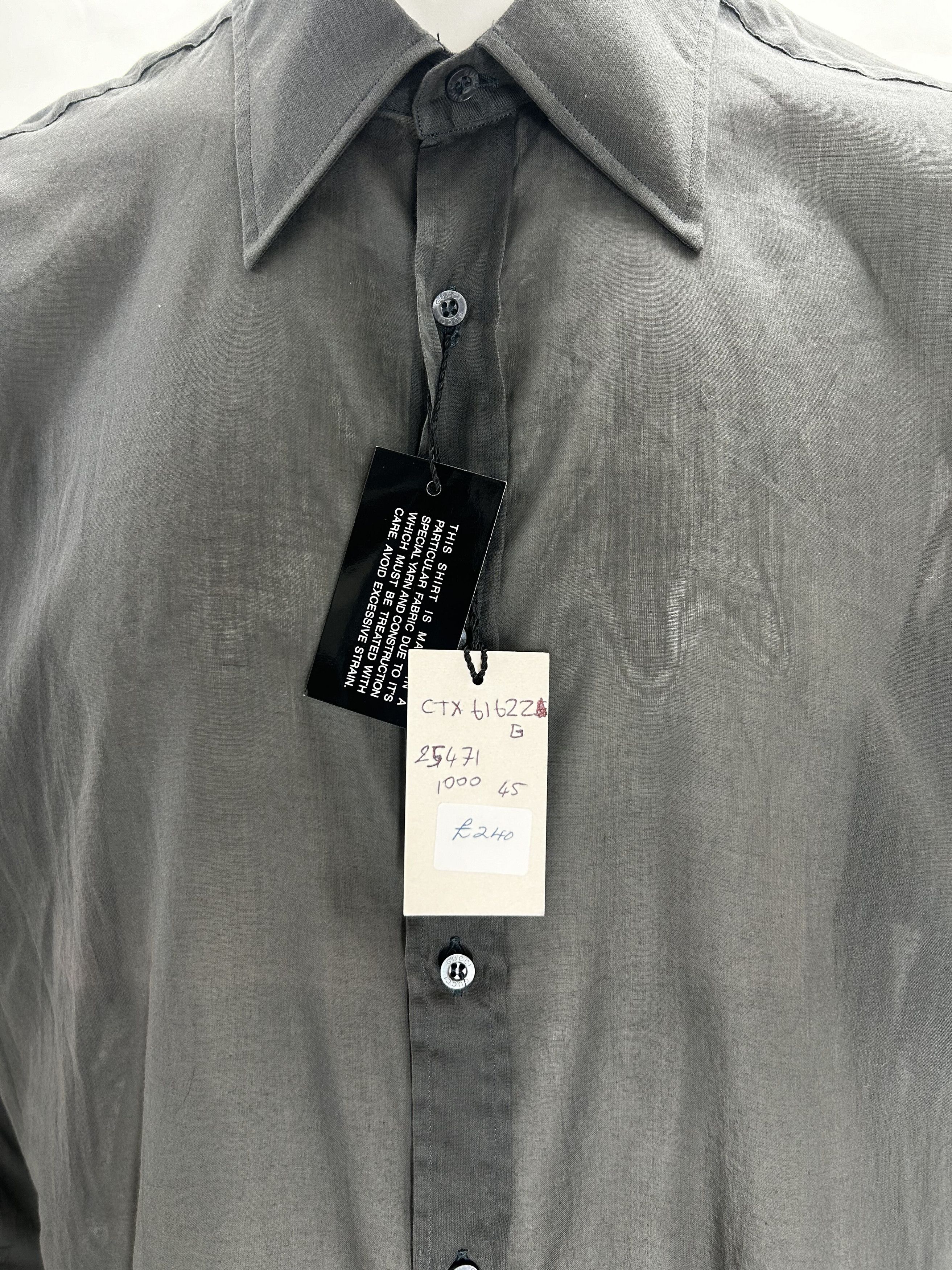 Gucci Gucci Black Linen Cotton Dress Shirt Size US XL / EU 56 / 4 - 4 Thumbnail