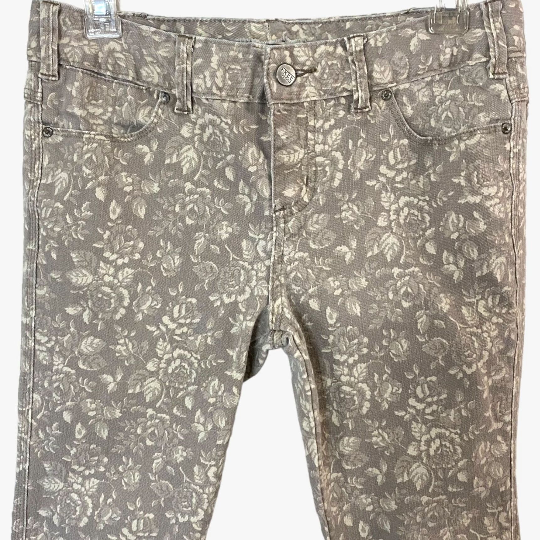 Free People Free People Floral Print Skinny Jeans Womens 26 Gray Stretch Denim Pants Size 26" / US 2 / IT 38 - 5 Thumbnail