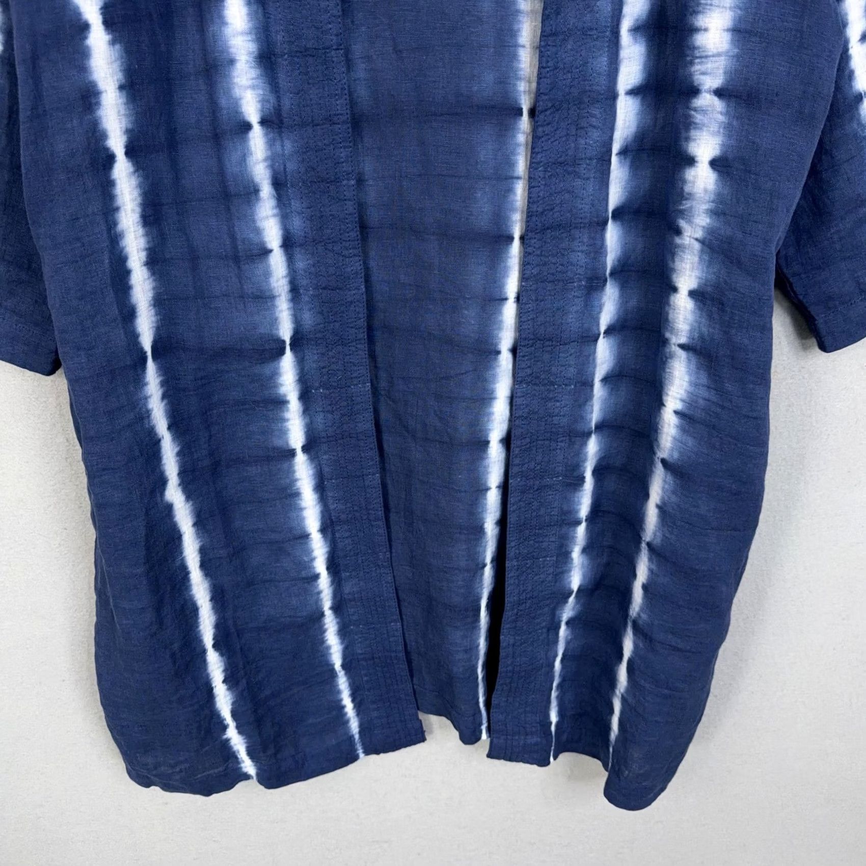 Vintage Chico's Kimono Jacket Womens 2 Blue White Tie Dye Linen Open Front Boho Chic Shirt Jacket Adult Regular XS-XL? Size XL / US 12-14 / IT 48-50 - 3 Thumbnail
