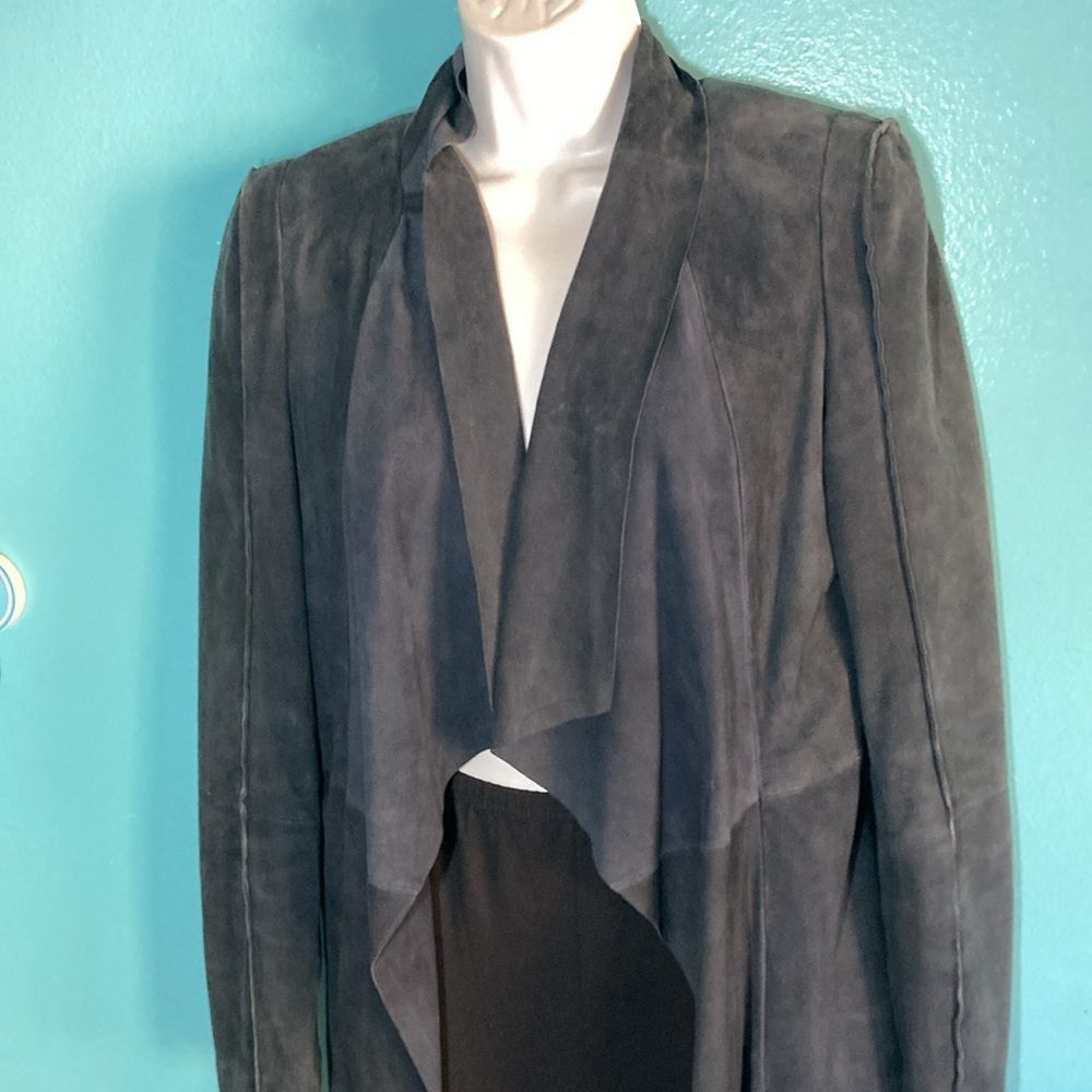 Bcbgmaxazria BCBG Maxazria Navy Leather Size S Waterfall Blazer Coat Jack Size S / US 4 / IT 40 - 7 Thumbnail