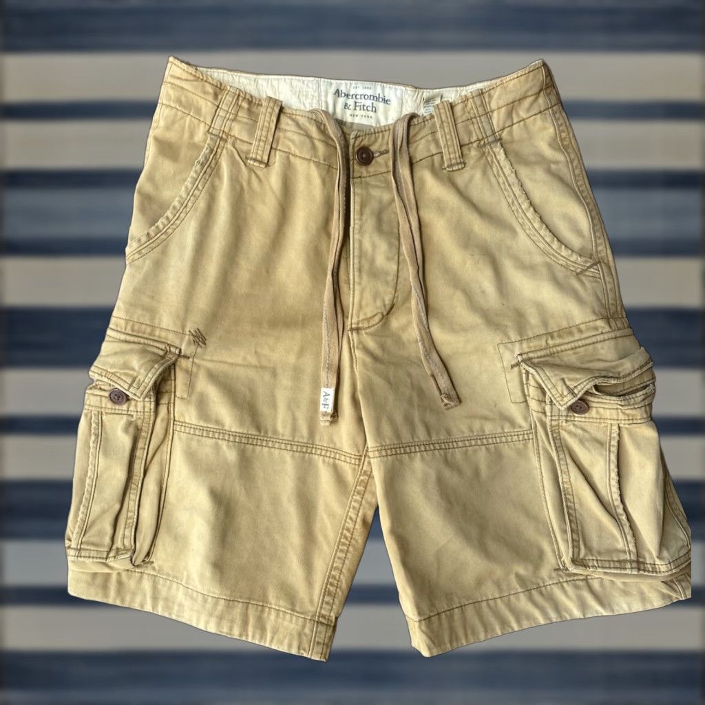 Abercrombie & Fitch VINTAGE Abercrombie & Fitch Cargo Shorts Mens 31 Cargo Shorts Distressed Button Fly 80s 90s Military Brown Canvas Shorts Mens Size US 31 - 1 Thumbnail
