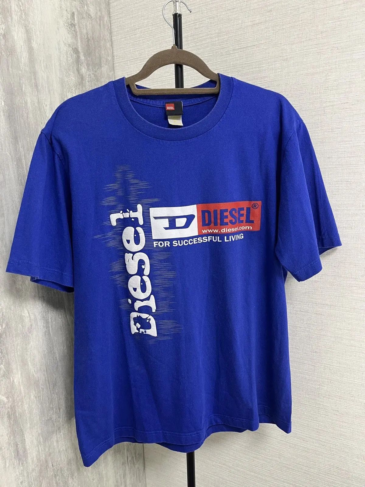Diesel × Vintage Vintage Diesel Living Blue Graphic Logo Tee Y2K Streetwear Size US XL / EU 56 / 4 - 1 Thumbnail