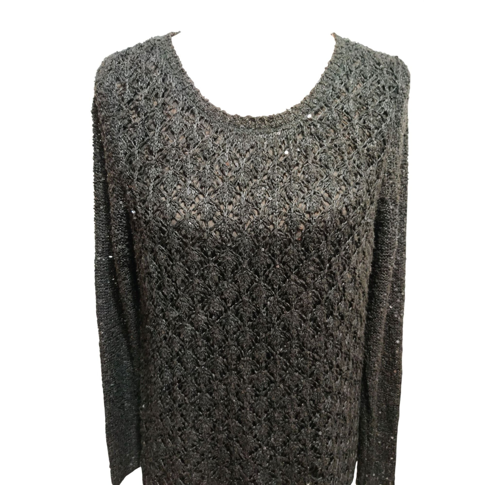 Other Maurices Black Sequin Open Knit Tunic Sweater Size L Sheer H Size L / US 10 / IT 46 - 14 Thumbnail