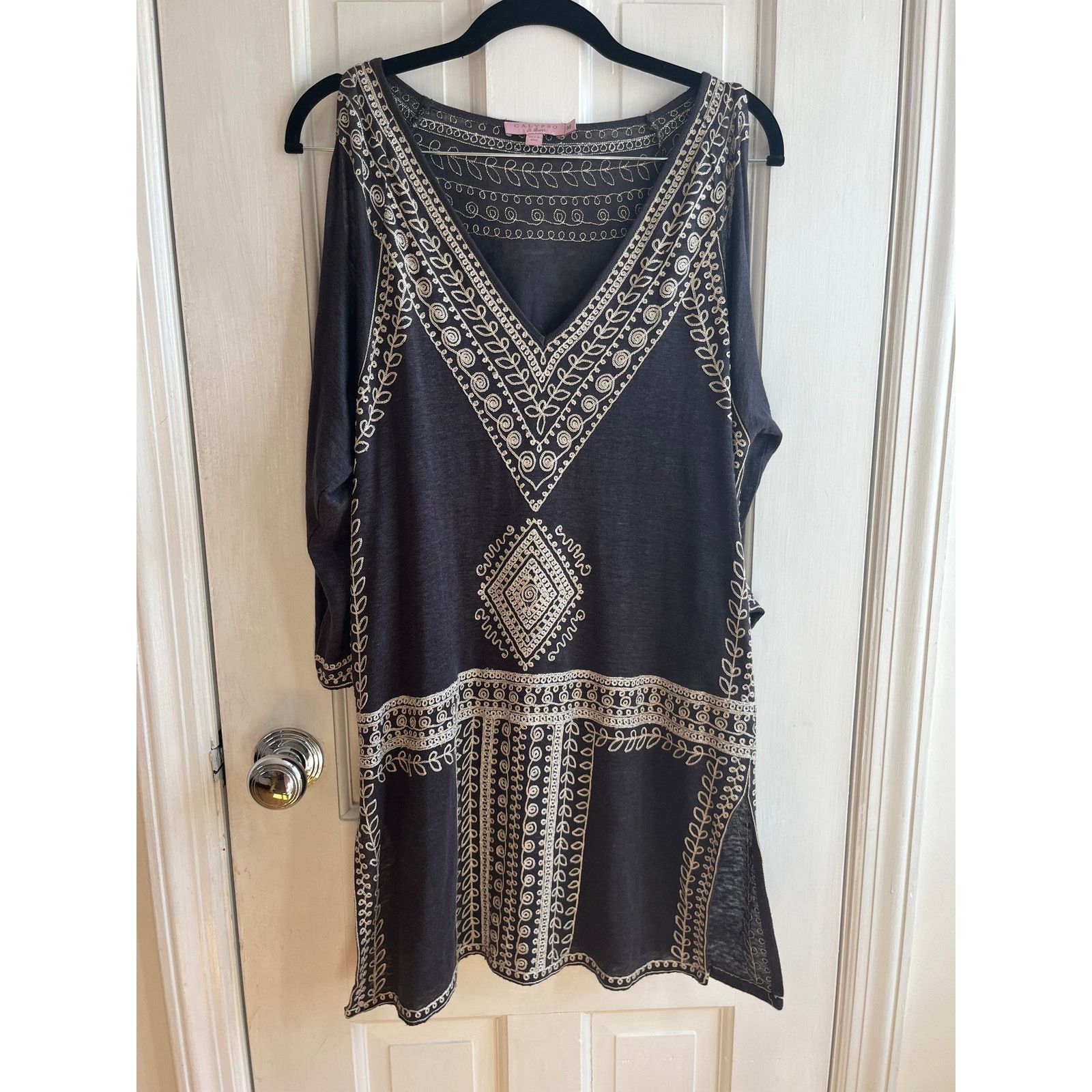 Calypso St Barth Calypso St. Barth Linen Grey Tunic Dress - Med - Boho Resort Size M / US 6-8 / IT 42-44 - 1 Thumbnail