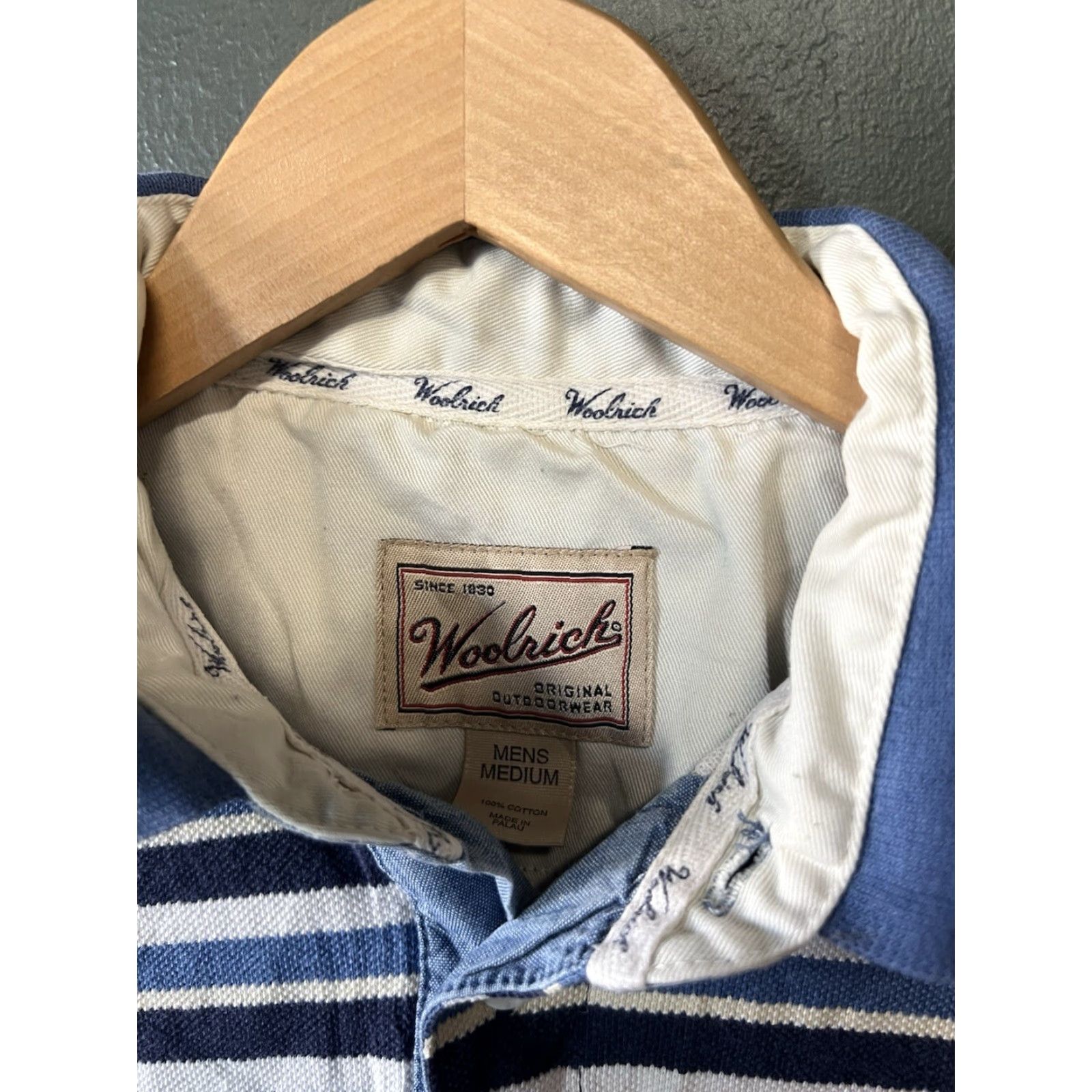 Vintage Woolrich Polo Shirt Mens Blue Short Sleeve Striped Size M Size US M / EU 48-50 / 2 - 3 Thumbnail