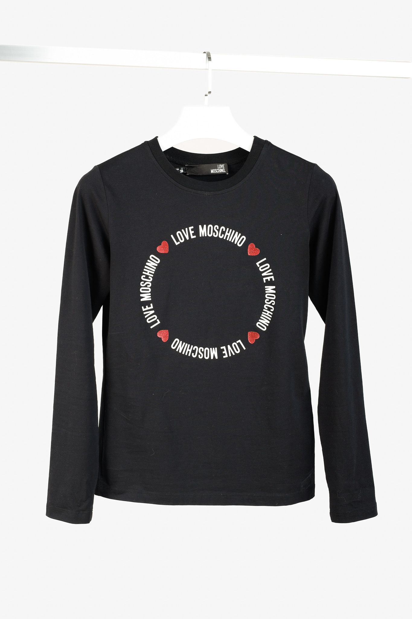 Love Moschino Logo Graphic Long-Sleeve Black Tee