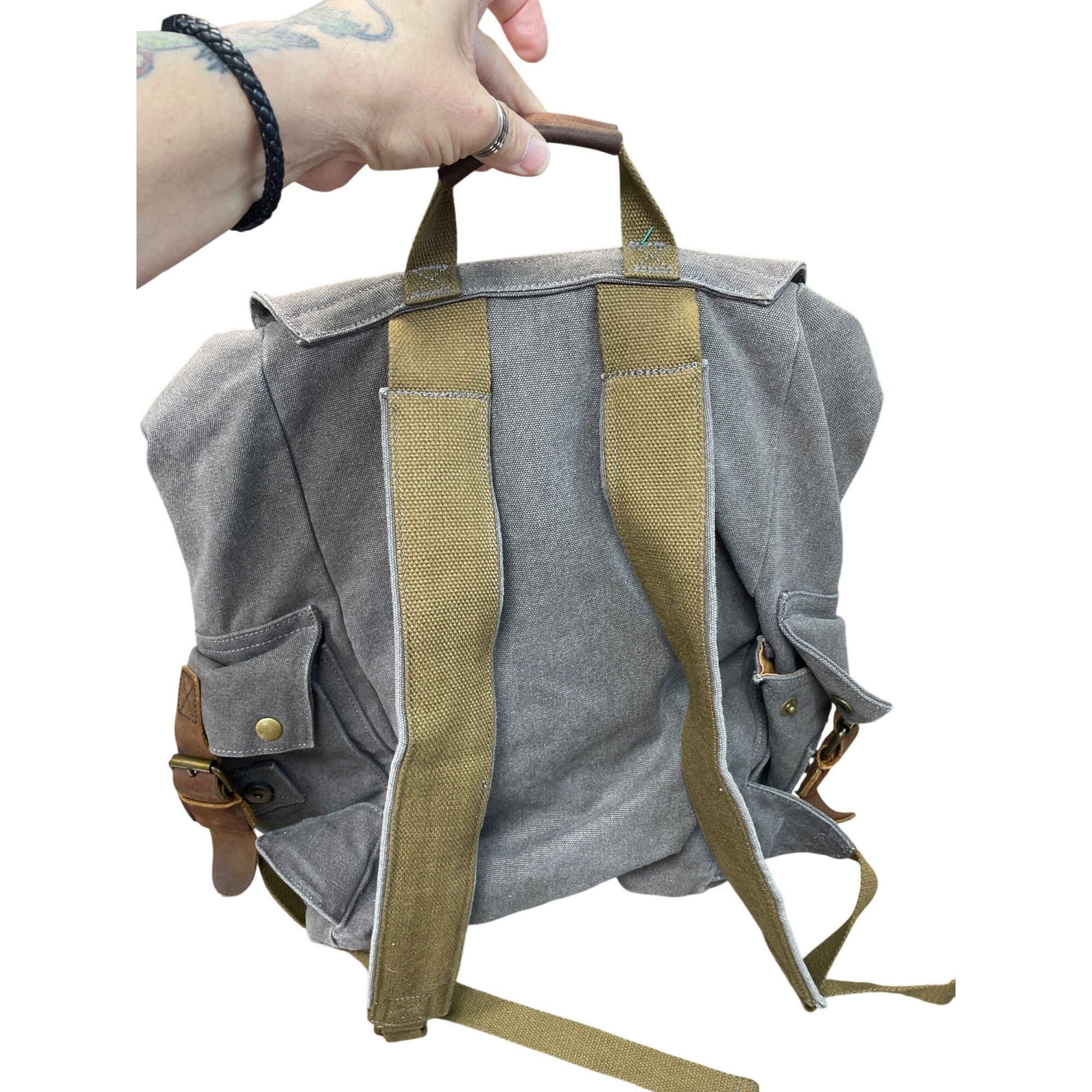 Other Kattee mens gray brown fabric leather heavy duty hiking back Size ONE SIZE - 5 Thumbnail