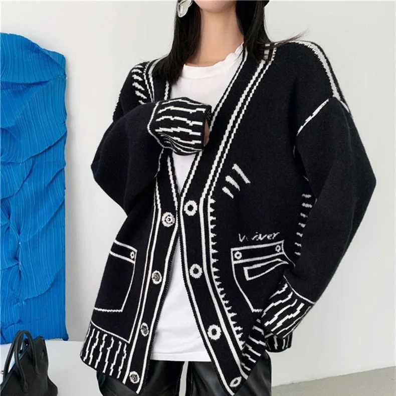 Other Korean Style Graffiti Unique Loose Cardigans Coat Y2k Size L / US 10 / IT 46 - 4 Thumbnail