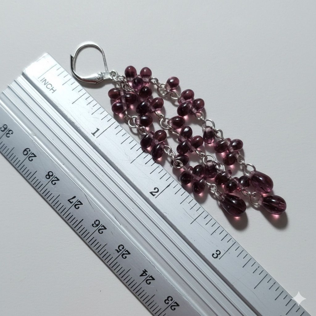 Other Earrings 3" NEW Drop Dangle Purple Teardrop Silver Rhodium Size ONE SIZE - 8 Thumbnail