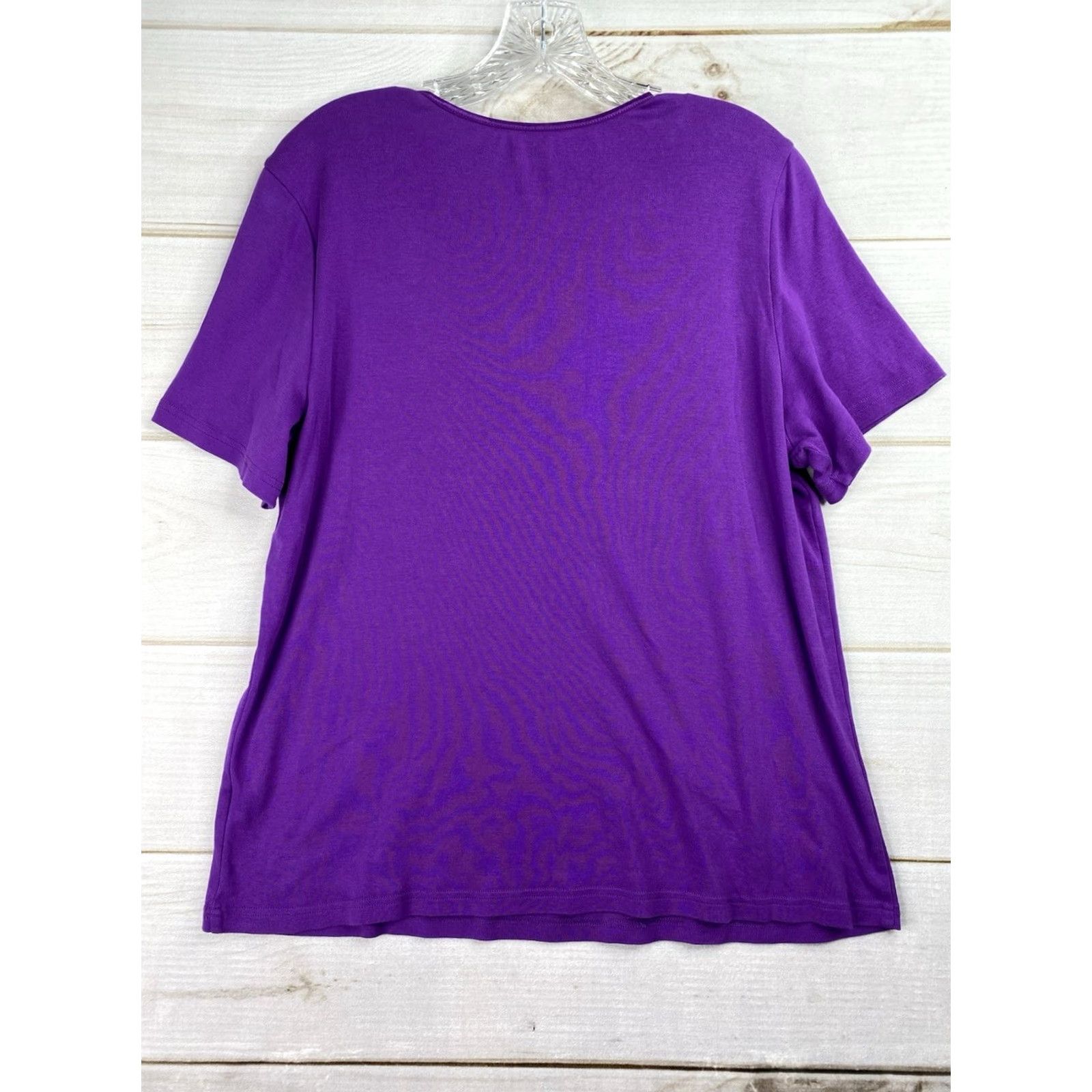 Vintage CJ Banks 1X Shirt Purple Short Sleeve Scoop Neck 100% Cotton Blouse Women's Plus Size Size XL / US 12-14 / IT 48-50 - 7 Thumbnail