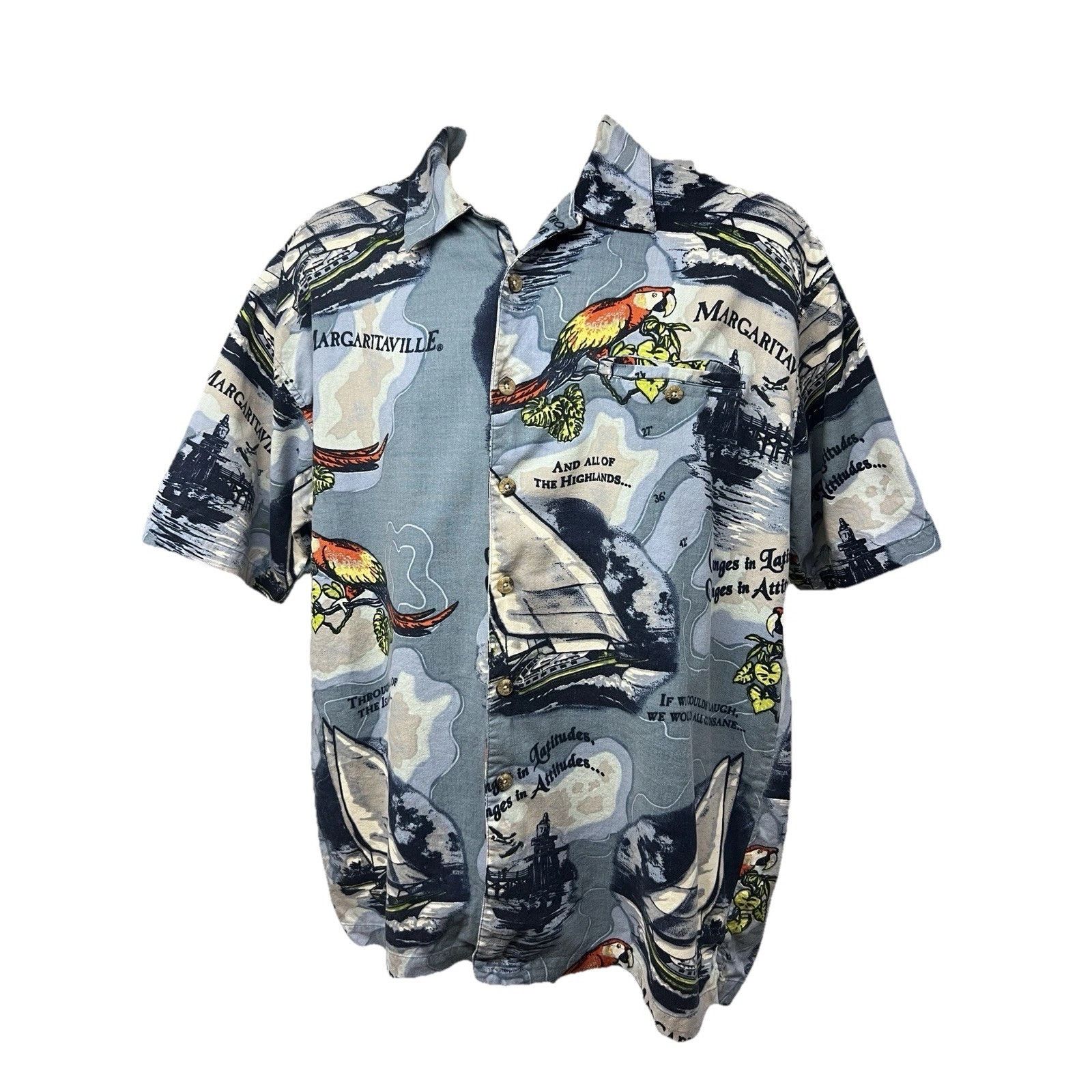 Vintage Jimmy Buffett Margaritaville Hawaiian Camp Shirt XL Pocket Size US XL / EU 56 / 4 - 1 Thumbnail