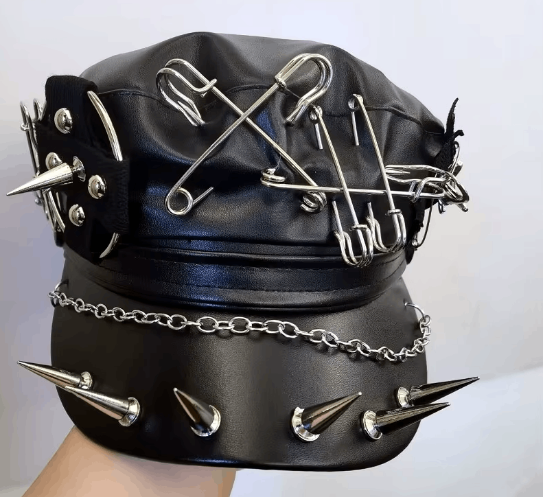 Japanese Brand Studded Leather Beret Cap Size ONE SIZE - 3 Thumbnail