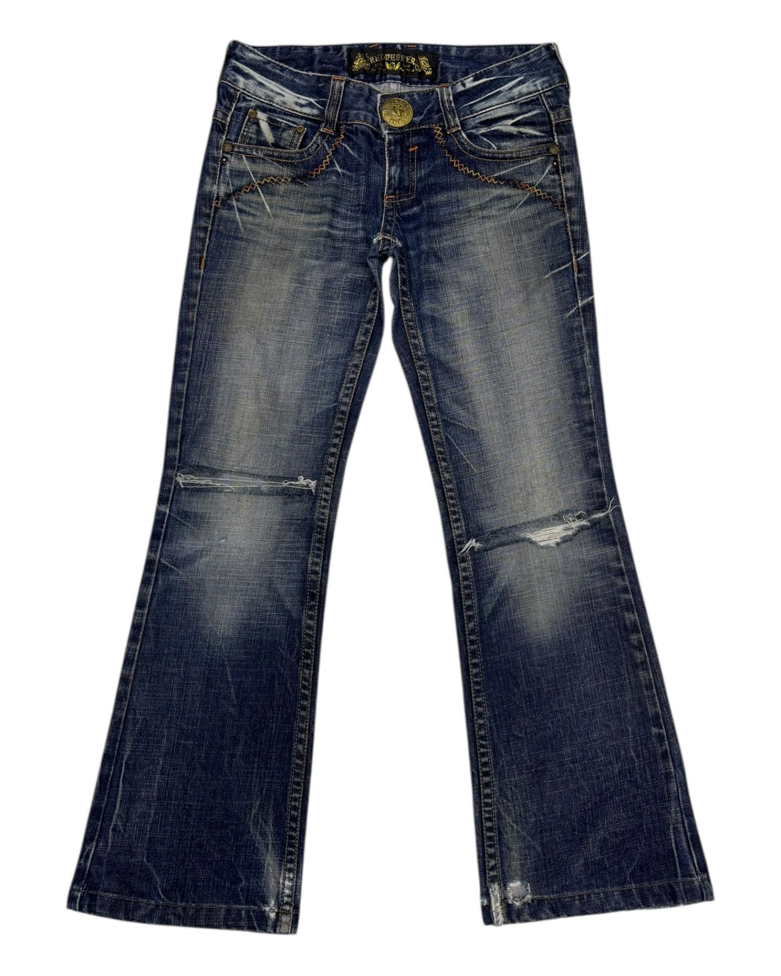 Hysteric Glamour × If Six Was Nine × Le Grande Bleu (L.G.B.) Vintage RED PEPPER Bootcut Flare Distressed Denim Jean Size 29" - 8 Thumbnail