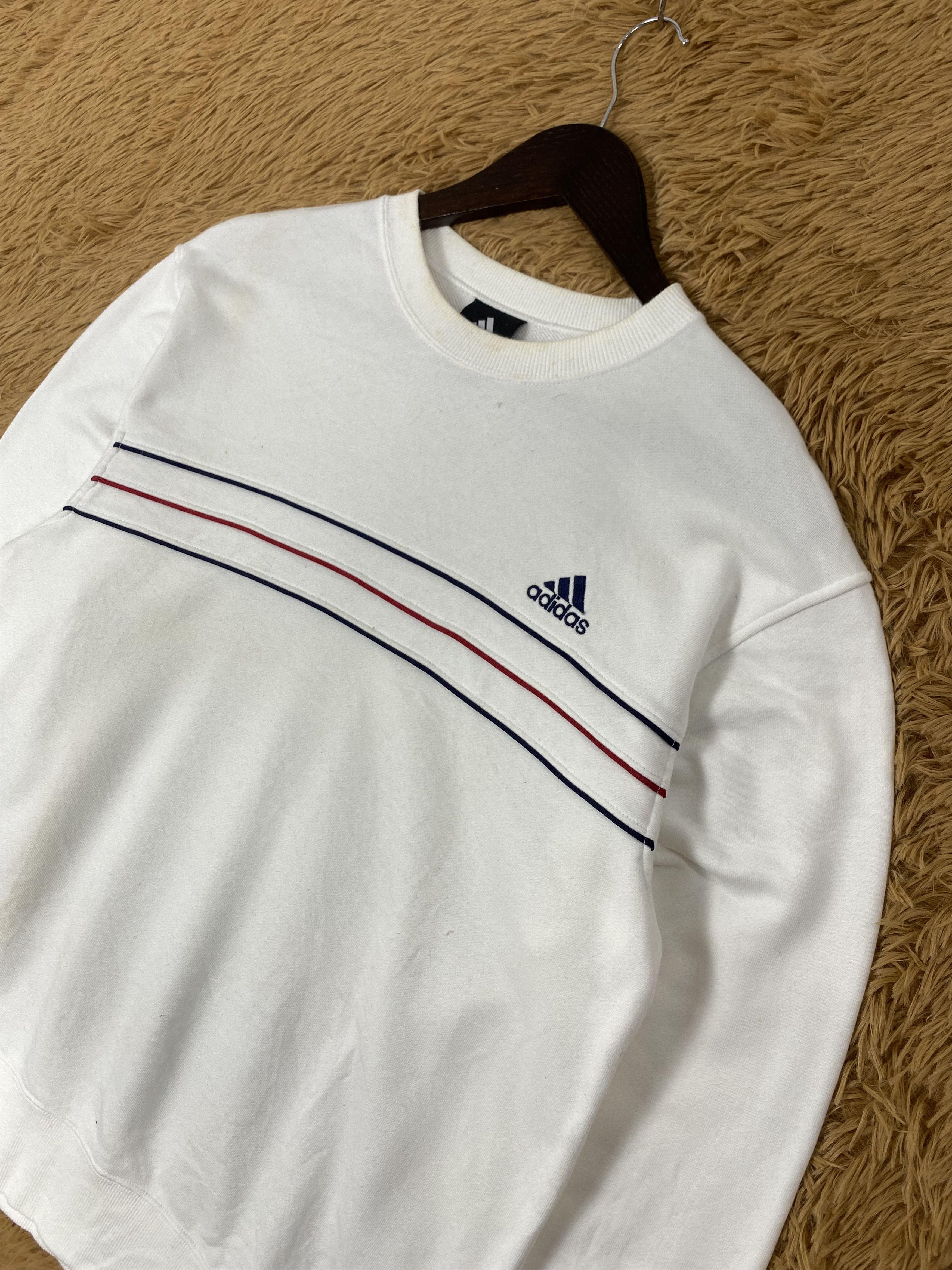 Adidas × Vintage Vintage Adidas Three Stripe Sweatshirts PS0072 Size US L / EU 52-54 / 3 - 2 Thumbnail