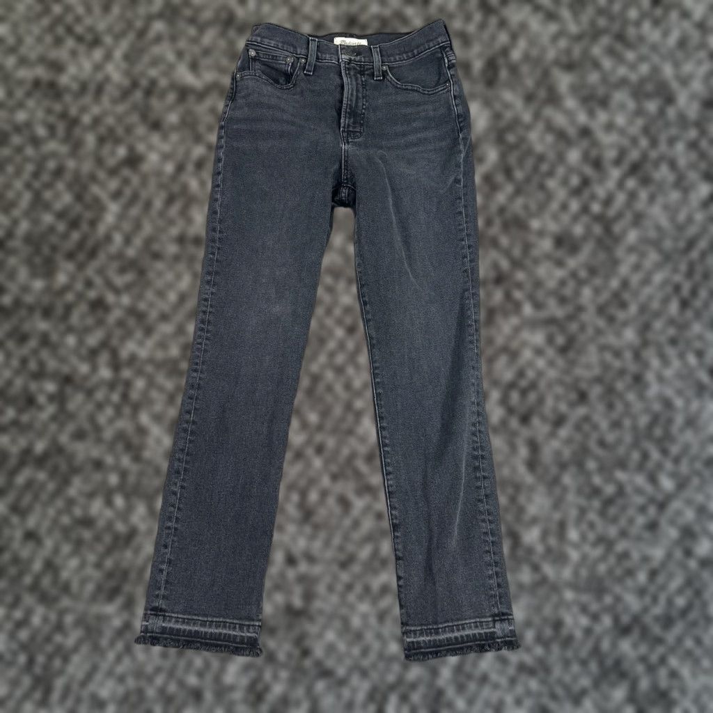 Madewell VINTAGE Madewell Jeans Straight 90s High Rise Frayed Hem 26 Black Denim Cotton 5-Pocket Womens Size 28" / US 6 / IT 42 - 1 Thumbnail