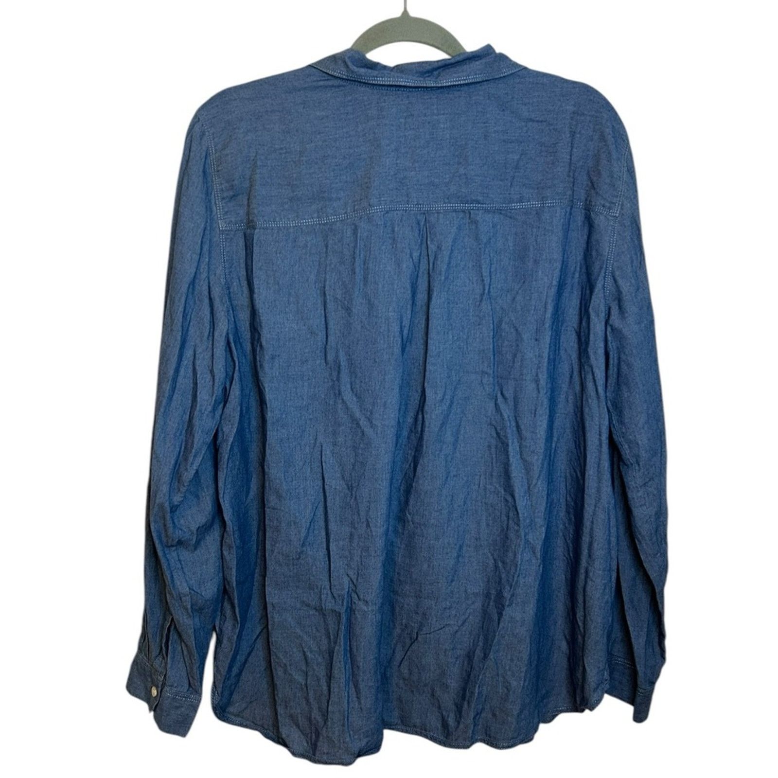 Loft Loft Blue Chambray Softened Shirt Size XL / US 12-14 / IT 48-50 - 2 Thumbnail
