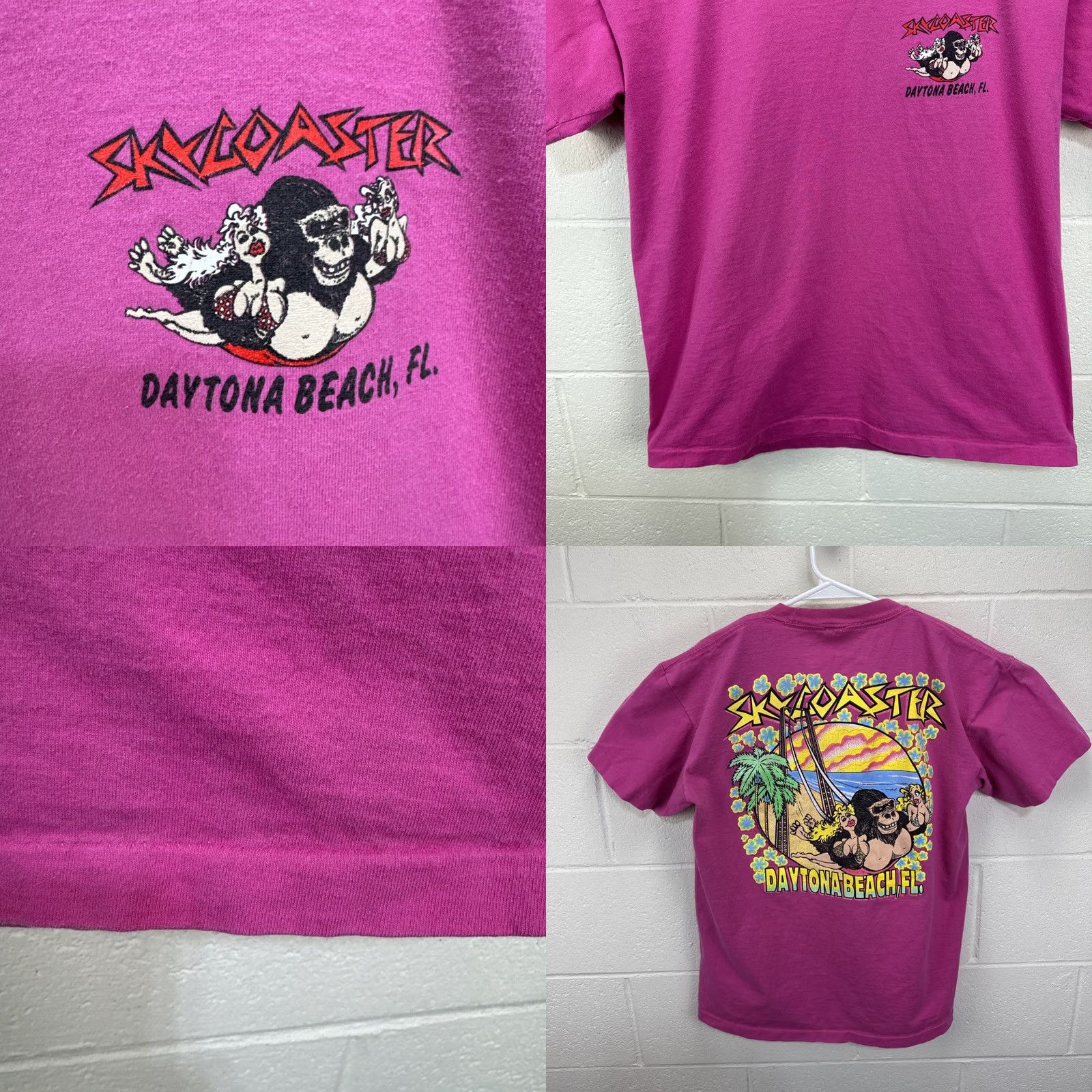 Anvil Vintage Skycoaster Daytona Florida Roller coaster Shirt Pink Large King Kong Size US L / EU 52-54 / 3 - 8 Thumbnail