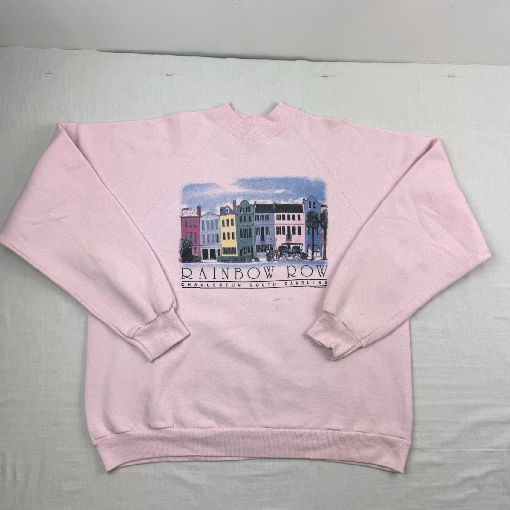 Hanes VINTAGE Hanes Charleston Rainbow Row Sweatshirt Adult XL Pink Crewneck 90s Womens Size XL / US 12-14 / IT 48-50 - 2 Thumbnail