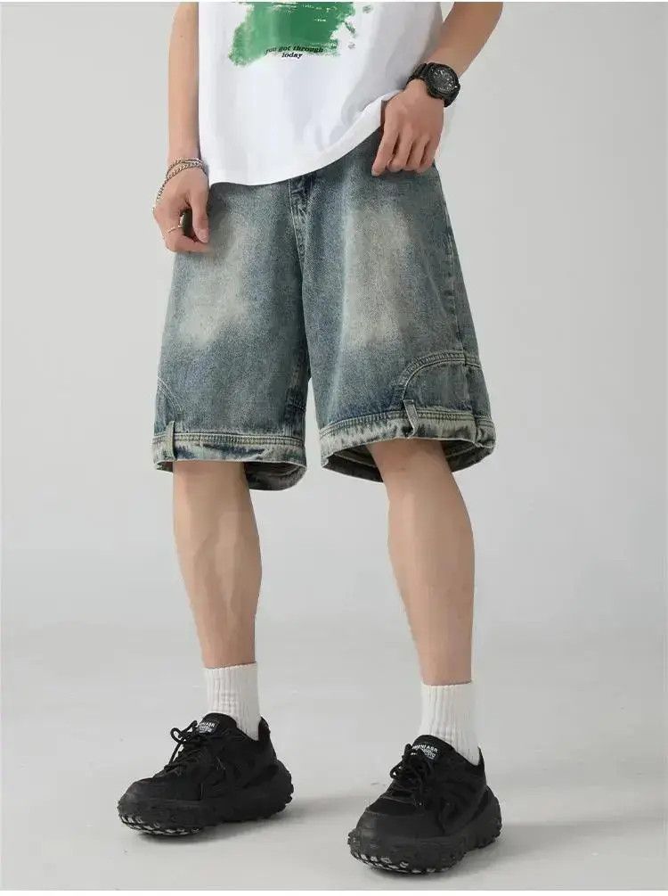 Japanese Brand Retro washed reverse straight leg denim shorts Size US 32 / EU 48 - 6 Thumbnail