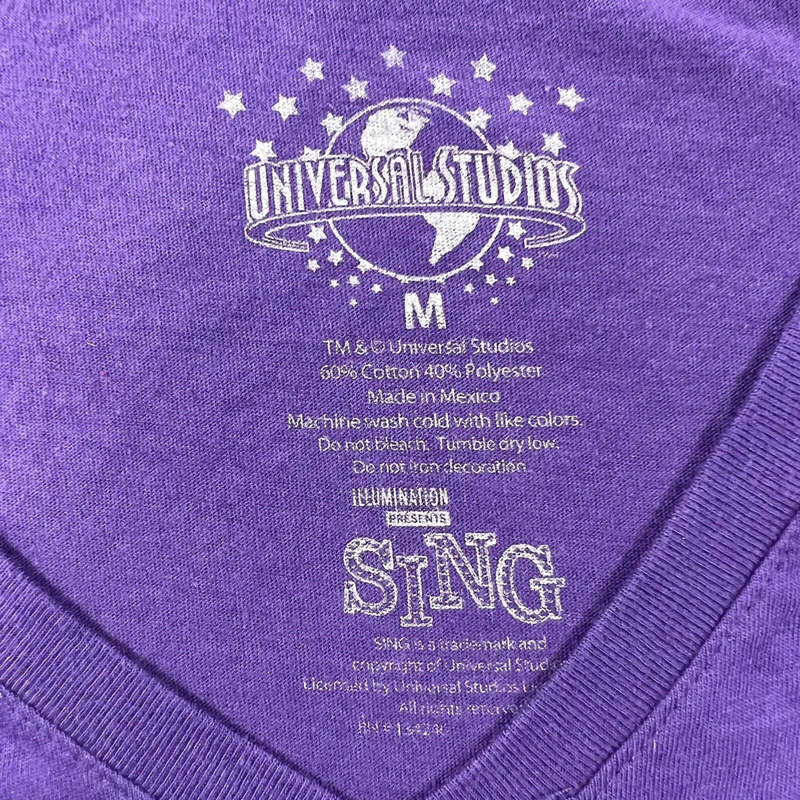 Other Universal Studios Medium SING V-Neck Purple Graphic T Shirt Size M / US 6-8 / IT 42-44 - 3 Thumbnail