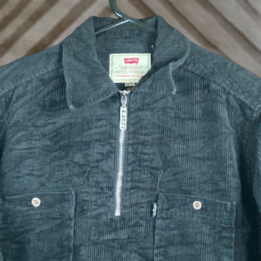 Levi's Levis Womens Jacket Black Corduroy Pull Over 1/4 Zip Collared Long Sleeve M Size M / US 6-8 / IT 42-44 - 1 Thumbnail