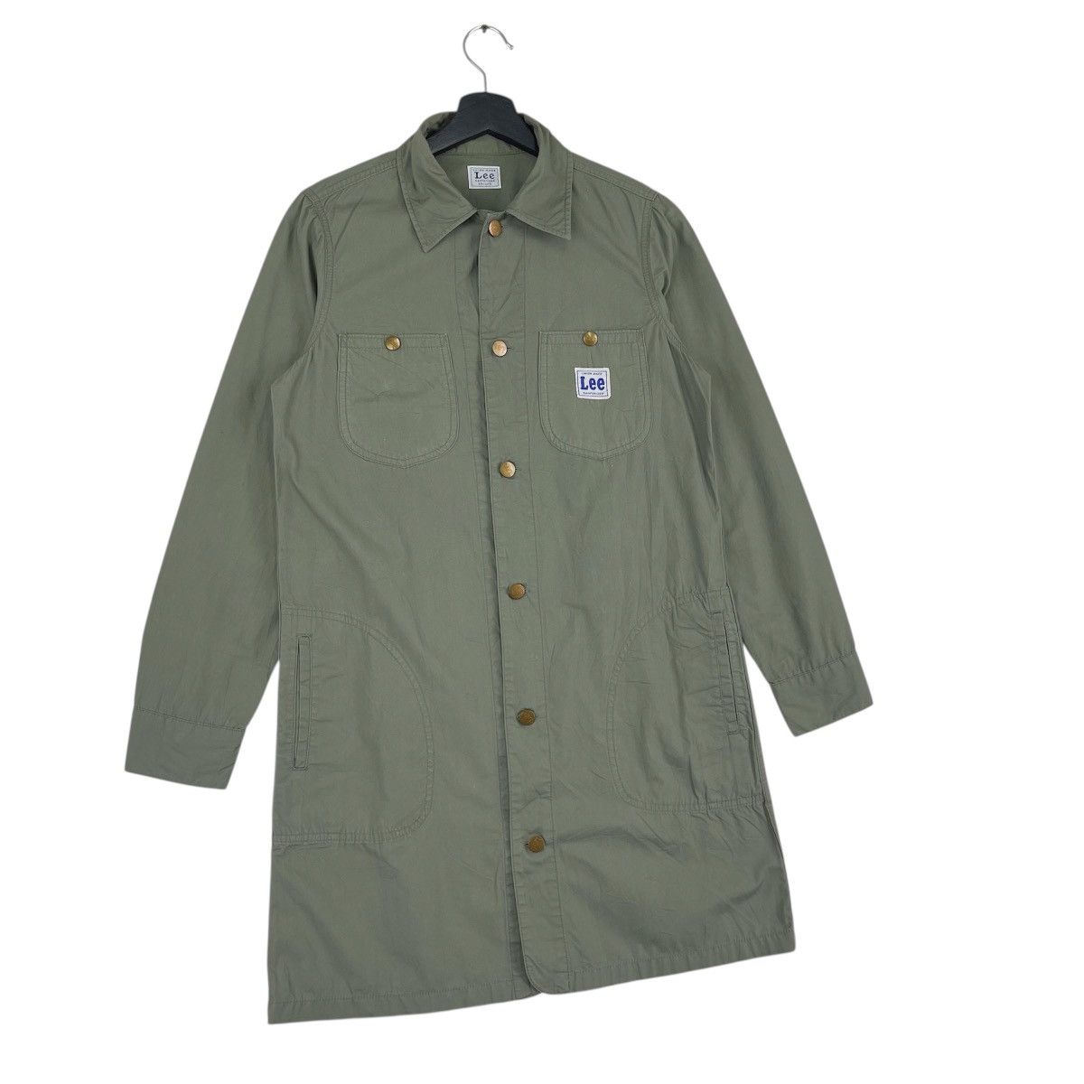 Lee Lee Union Made Olive Green Long Button Shirt Jacket Size M / US 6-8 / IT 42-44 - 4 Thumbnail
