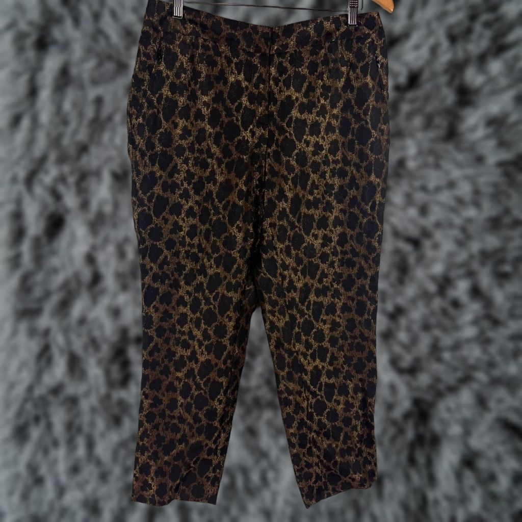 Vintage CHICO'S Animal Print Dress Pants Black Gold Jacquard Women's Size 1 Size 25" / US 0 / IT 36 - 1 Thumbnail
