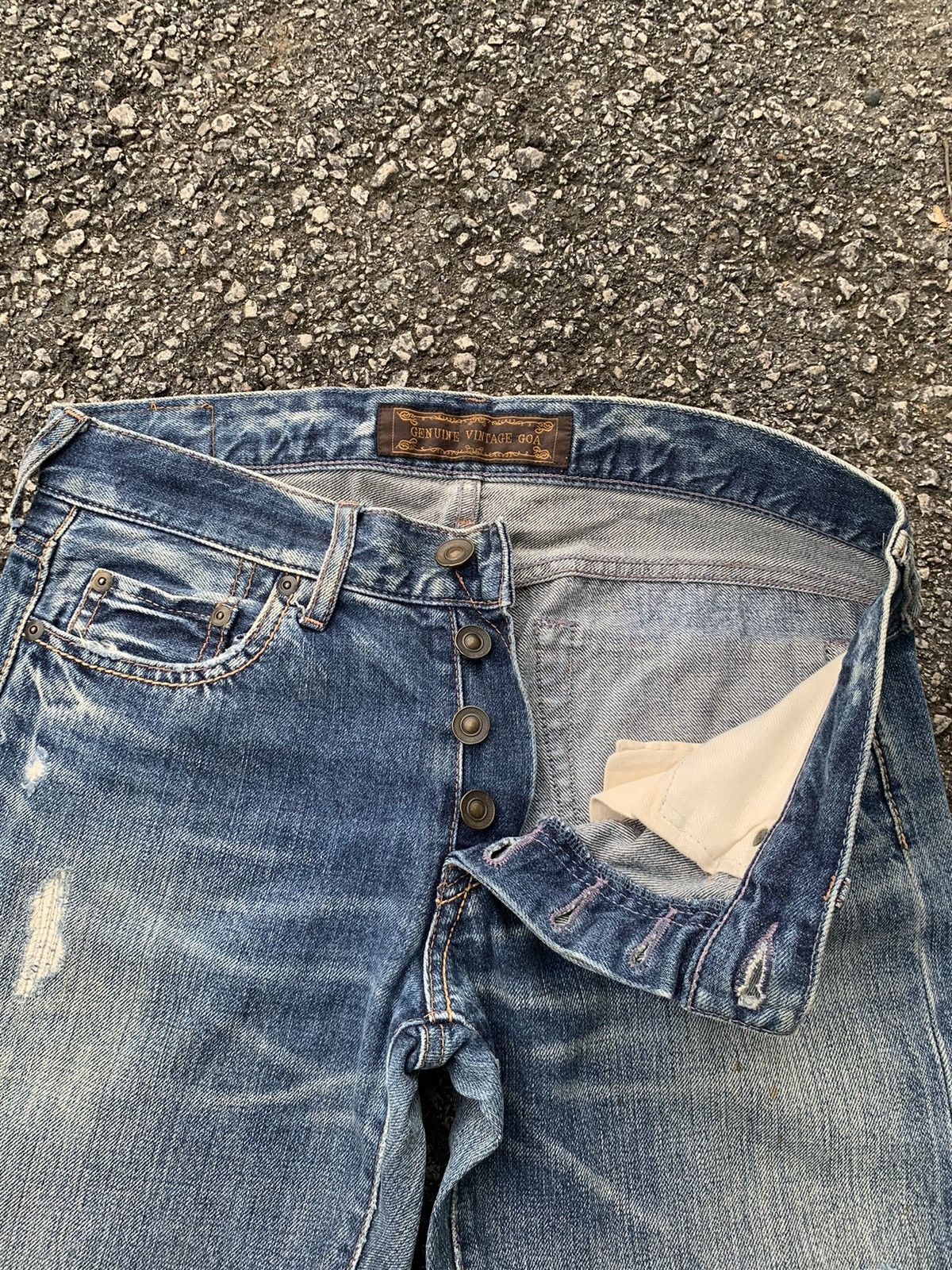 GOA GENUINE VINTAGE GOA JAPANESE SELVEDGE PUNK DISTRESSED DENIM☠️ Size US 30 / EU 46 - 13 Thumbnail