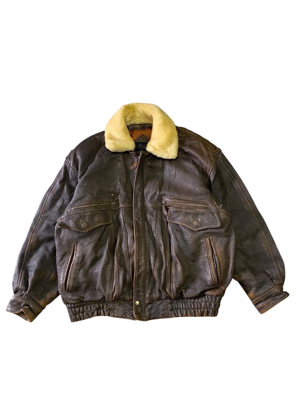Vintage VTG Dougle Homme Japanese Brand Leather Bomber Flight Jacket Size US L / EU 52-54 / 3 - 1 Thumbnail