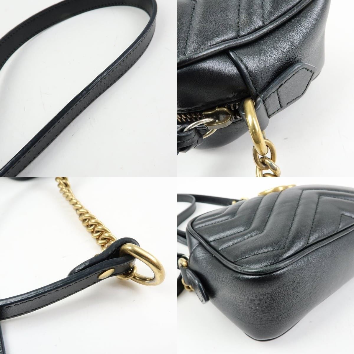 Gucci Gucci GG Marmont Matelasse Mini Shoulder Bag Leather Black Size ONE SIZE - 4 Thumbnail