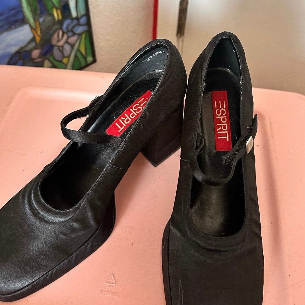 Esprit esprit vintage black calista satin mary jane heels shoes Size US 8 / IT 38 - 2 Thumbnail