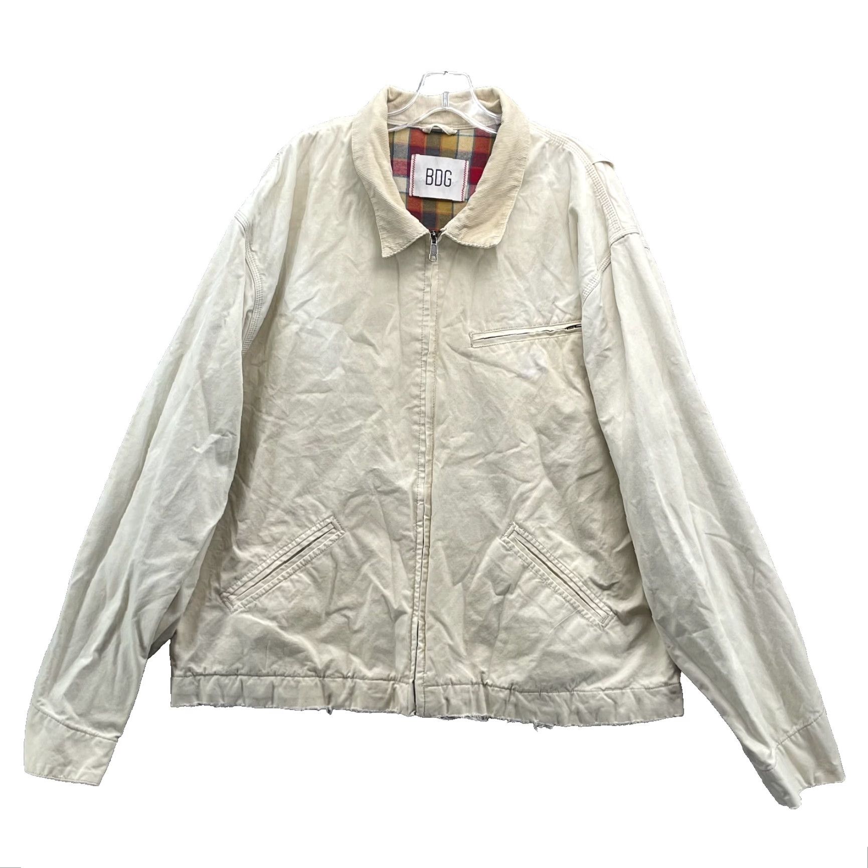 Bdg BDG Bomber Jacket XL/XXL Ivory Flannel Lined Preppy Academia Mechanic Street Skater/Nautical Casual Workwear Unisex Adults Mens Womens 90s Vintage? Size XXL / US 16-18 / IT 52-54 - 2 Thumbnail