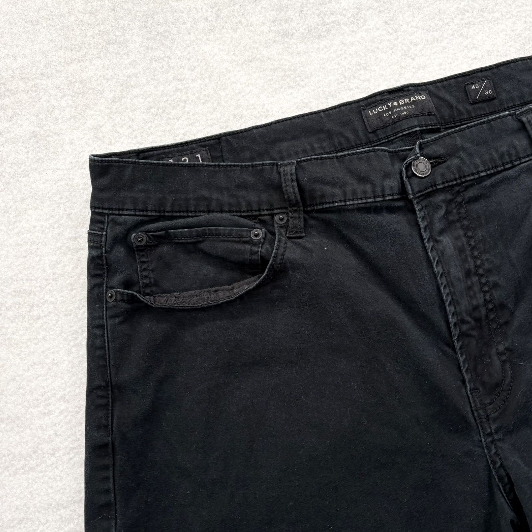 Lucky Brand Lucky Brand 121 Slim Straight Pants Mens 40x30 Black Stretch Twill 5-Pocket Size US 40 / EU 56 - 3 Thumbnail